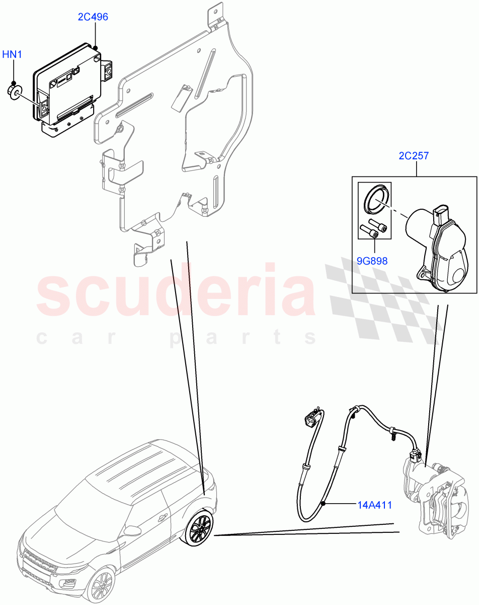 Parking Brake (Halewood (UK)) ((V) TOFH999999) of Land Rover Land Rover Range Rover Evoque (2012-2018) [2.0 Turbo Petrol GTDI]