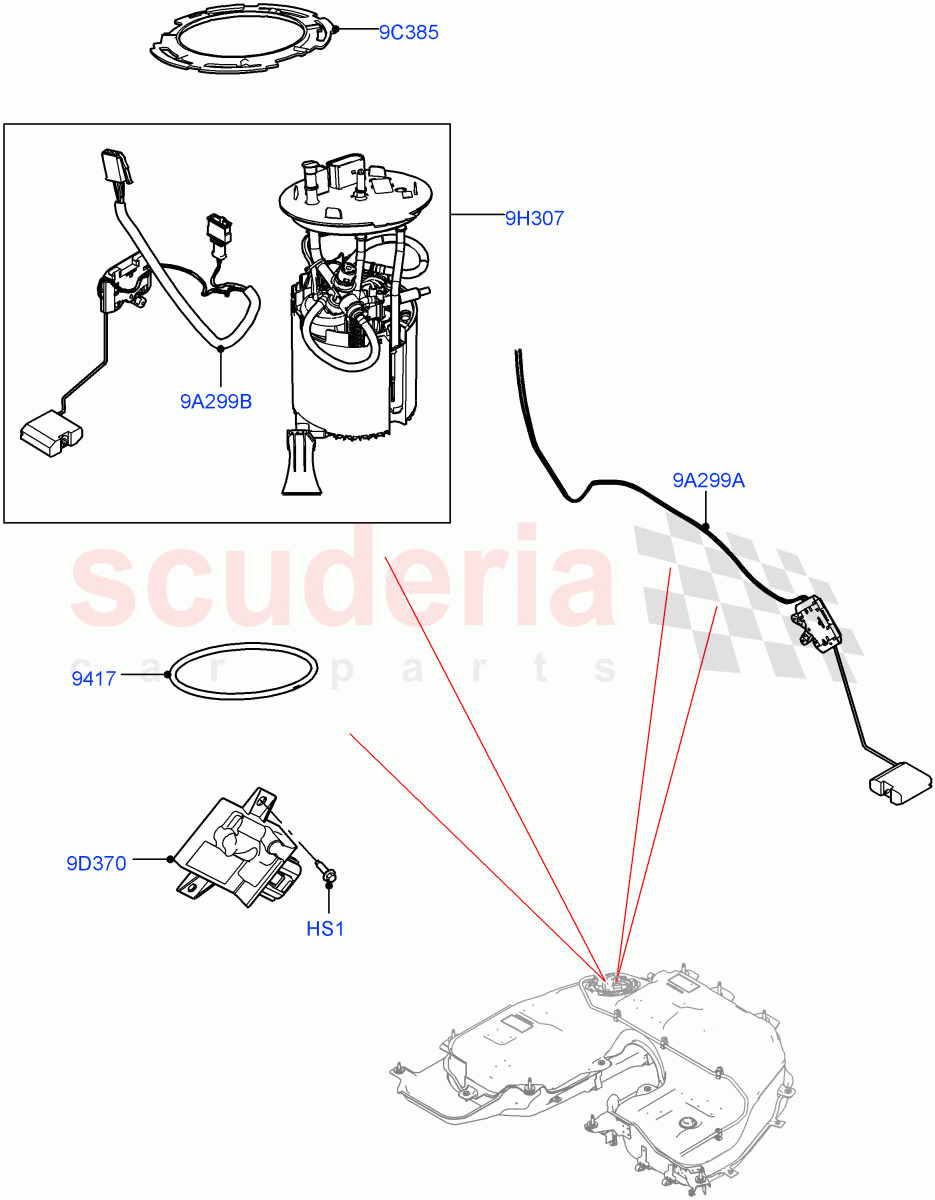 Fuel Pump And Sender Unit (2.0L AJ200P Hi PHEV) ((V) FROMJA000001) of Land Rover Land Rover Range Rover (2012-2021) [2.0 Turbo Petrol AJ200P]