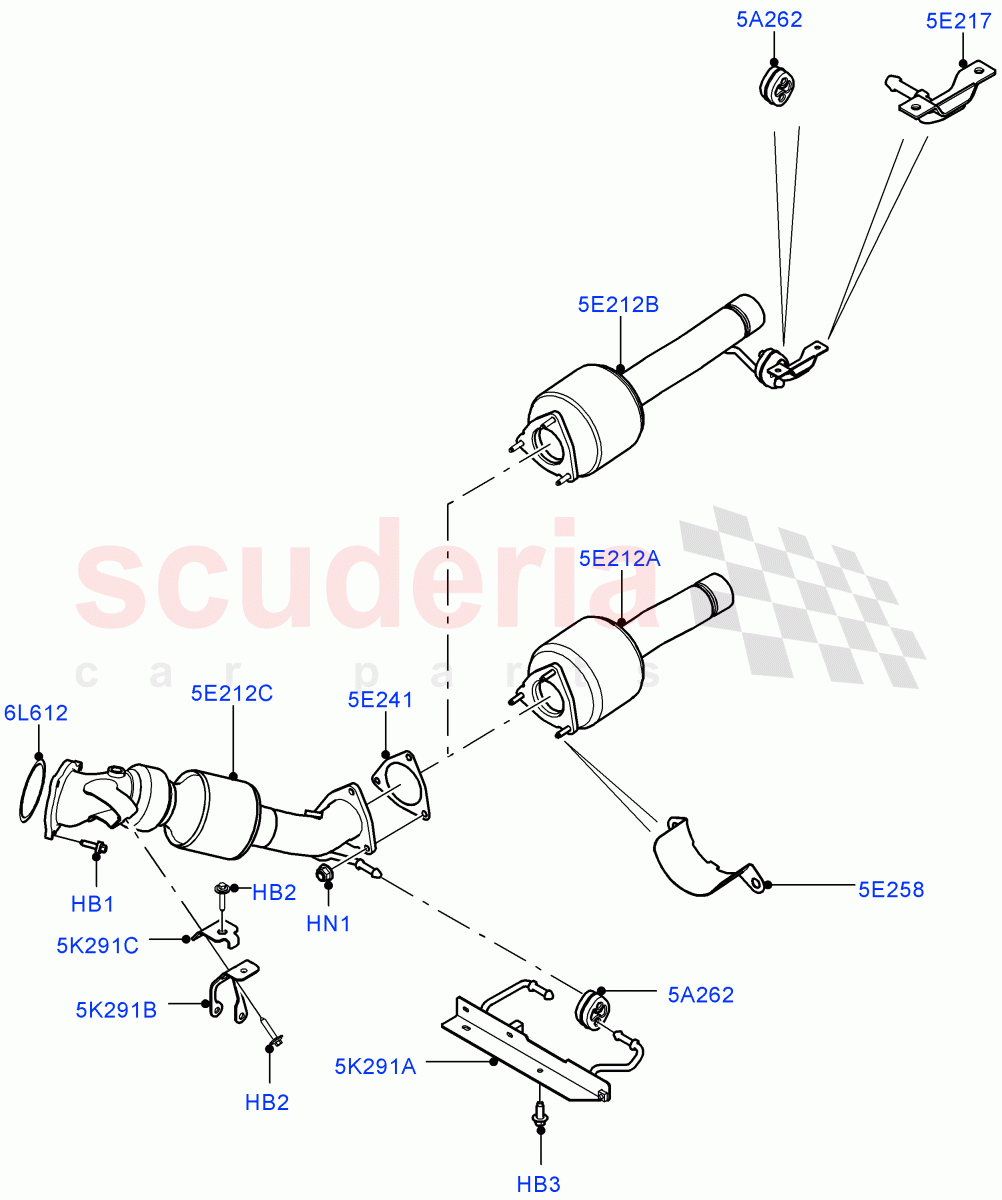 Exhaust System (Front Section) (2.0L 16V TIVCT T/C 240PS Petrol, Halewood (UK)) of Land Rover Land Rover Discovery Sport (2015+) [2.0 Turbo Petrol GTDI]