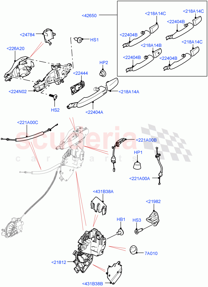 Front Door Lock Controls (Solihull Plant Build) ((V) FROMHA000001, (V) TOHA999999) of Land Rover Land Rover Discovery 5 (2017+) [3.0 DOHC GDI SC V6 Petrol]
