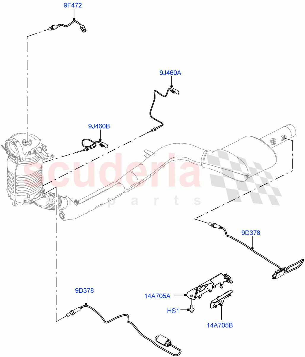 Exhaust Sensors And Modules (Nitra Plant Build) (2.0L I4 DSL HIGH DOHC AJ200, Standard Wheelbase, EU5 + SCR) of Land Rover Land Rover Defender (2020+) [2.0 Turbo Diesel]