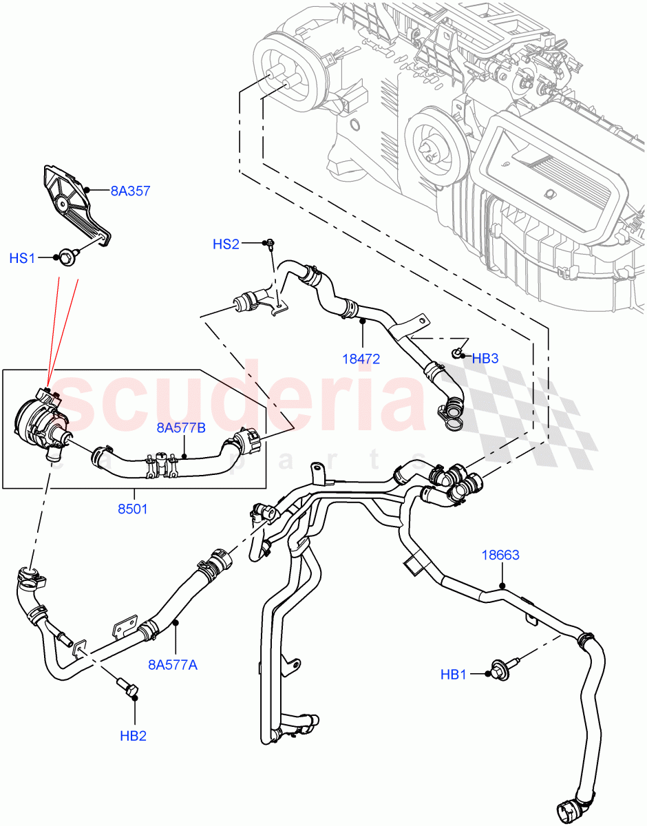 Heater Hoses (Nitra Plant Build) (3.0L AJ20P6 Petrol High, With Ptc Heater, Premium Air Conditioning-Front/Rear, Less Heater) ((V) FROMM2000001) of Land Rover Land Rover Discovery 5 (2017+) [3.0 I6 Turbo Diesel AJ20D6]