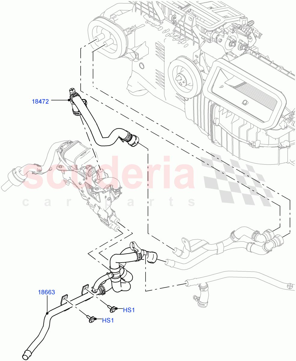 Heater Hoses (Front) (3.0 V6 Diesel, Fuel Fired Heater With Park Heat, Fuel Heater W/Pk Heat With Remote) ((V) FROMKA000001) of Land Rover Land Rover Range Rover Sport (2014+) [3.0 I6 Turbo Diesel AJ20D6]