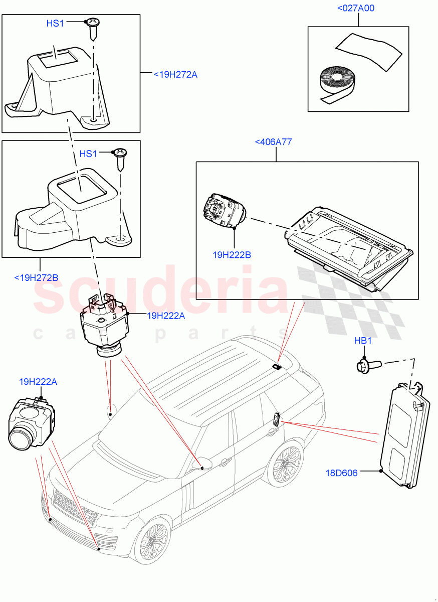 Camera Equipment (Surround Camera System) ((V) FROMEA000001, (V) TOFA999999) of Land Rover Land Rover Range Rover (2012-2021) [5.0 OHC SGDI NA V8 Petrol]