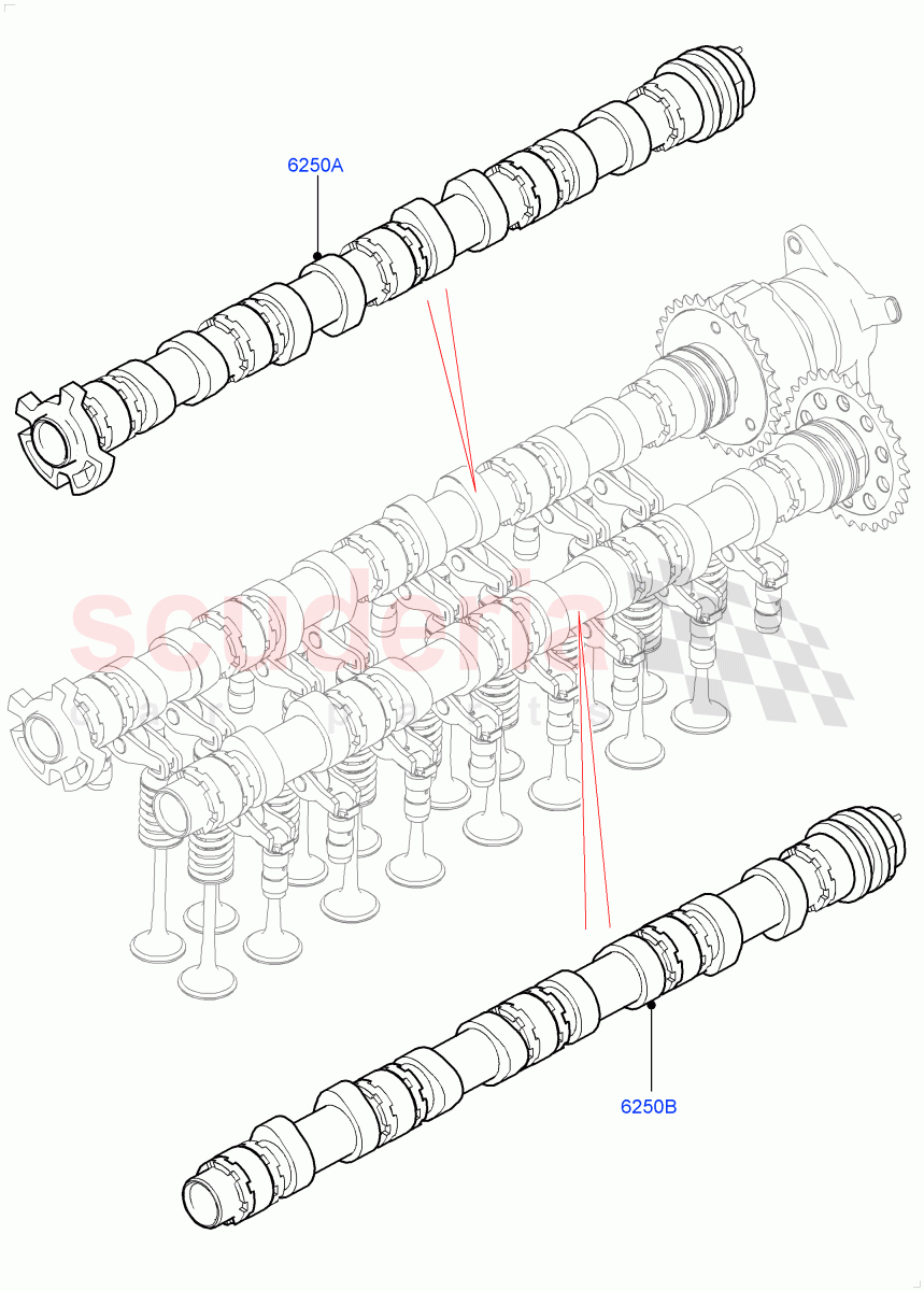 Camshaft (Solihull Plant Build) (2.0L I4 DSL MID DOHC AJ200, 2.0L I4 DSL HIGH DOHC AJ200) ((V) FROMHA000001) of Land Rover Land Rover Discovery 5 (2017+) [2.0 Turbo Diesel]