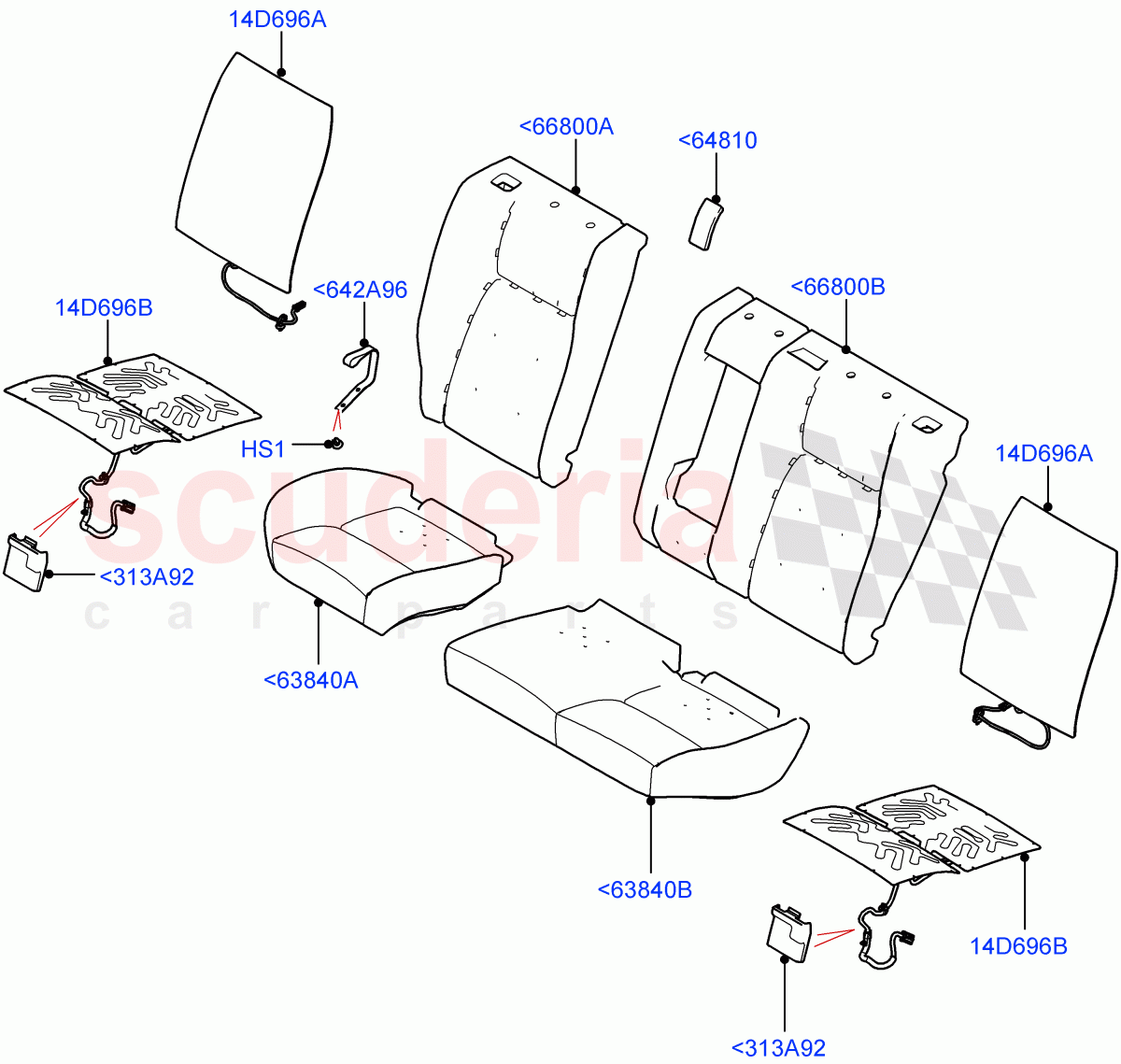 Rear Seat Pads/Valances & Heating (Halewood (UK), With 60/40 Split - Folding Rr Seat) ((V) FROMPH000001) of Land Rover Land Rover Discovery Sport (2015+) [2.2 Single Turbo Diesel]