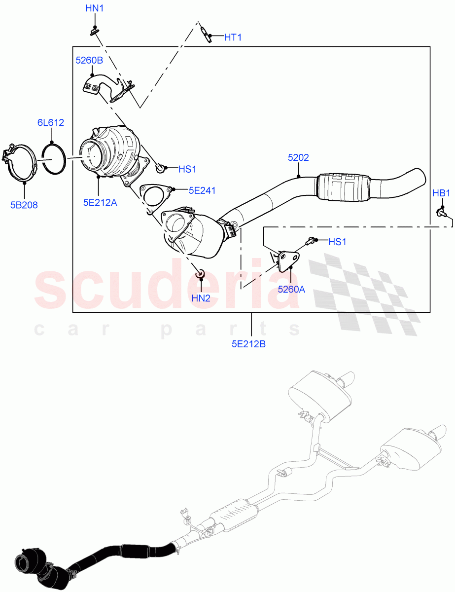 Front Exhaust System (Nitra Plant Build) (3.0L AJ20P6 Petrol High) of Land Rover Land Rover Defender (2020+) [3.0 I6 Turbo Petrol AJ20P6]