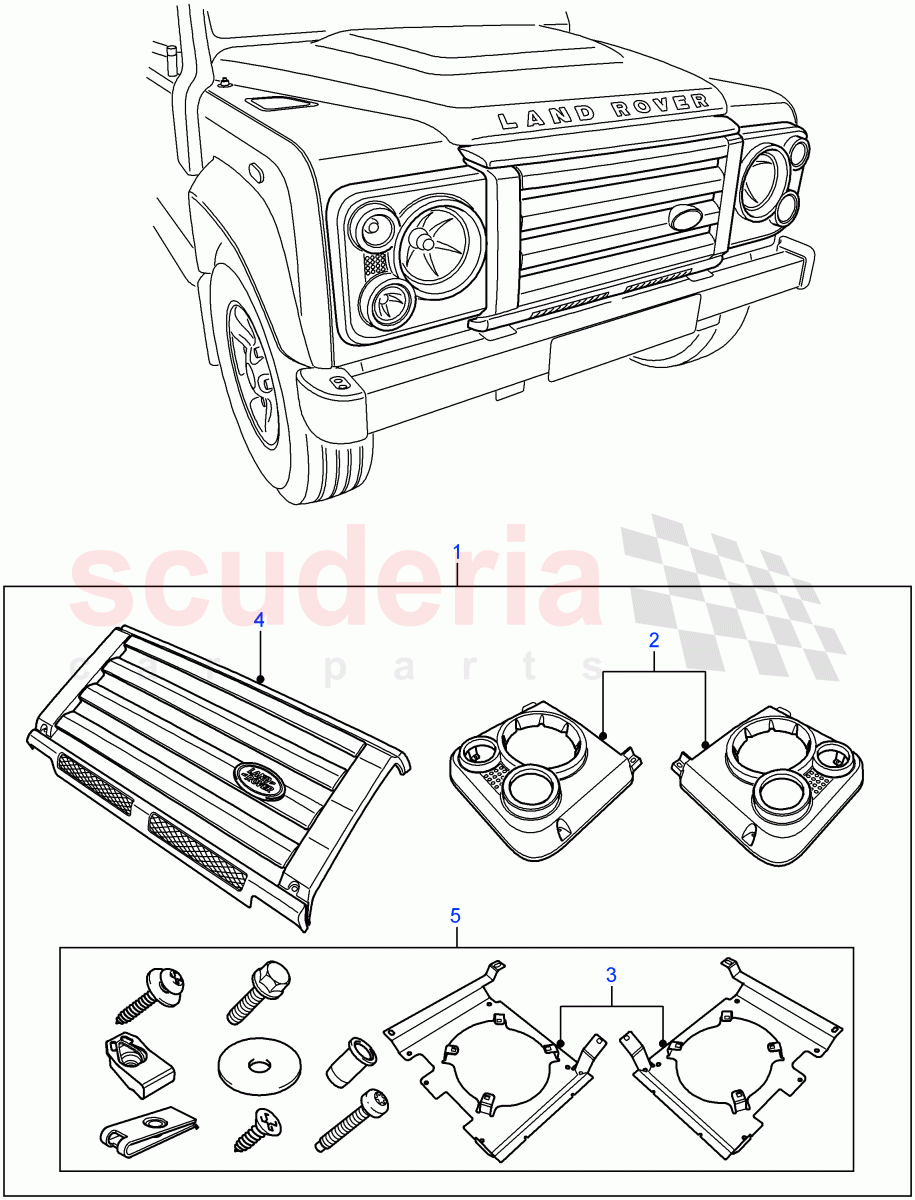 Headlamp Surrounds And Grille ((V) FROM7A000001) of Land Rover Land Rover Defender (2007-2016)
