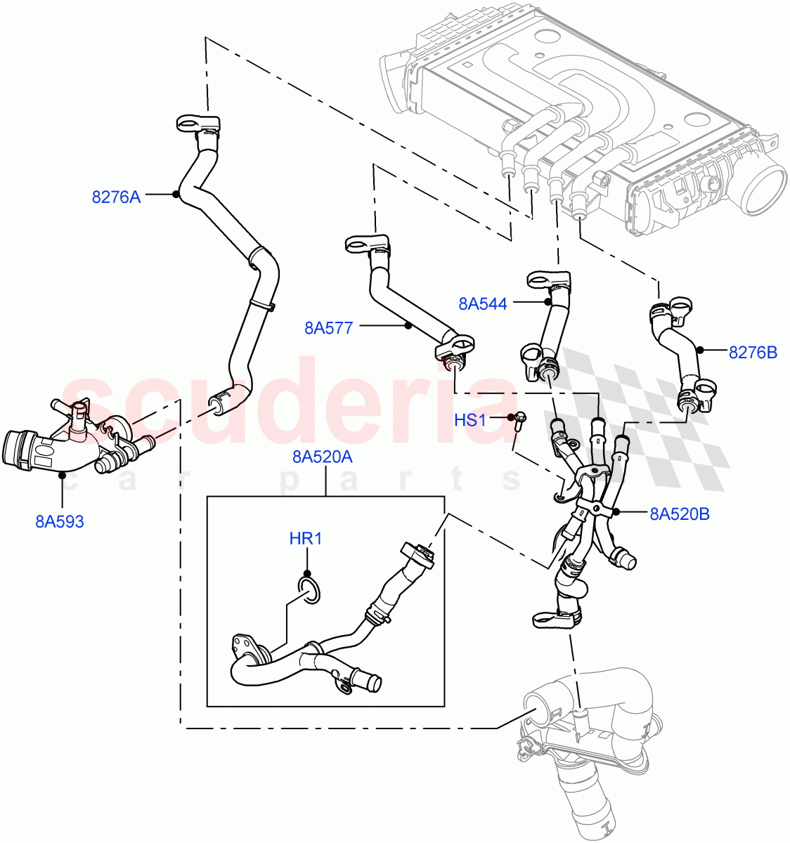 Cooling System Pipes And Hoses (Intercooler) (3.0L AJ20D6 Diesel High) ((V) FROMM2000001) of Land Rover Land Rover Discovery 5 (2017+) [3.0 I6 Turbo Diesel AJ20D6]