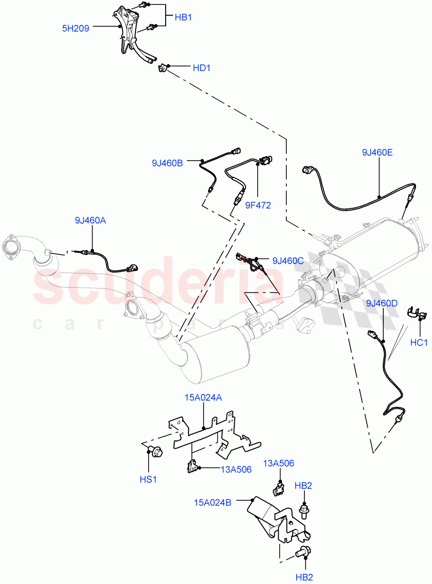 Exhaust Sensors And Modules (3.0 V6 Diesel, Proconve L6 Emissions, Stage V Plus DPF, L6 Diesel Emissions) ((V) FROMAA000001) of Land Rover Land Rover Discovery 4 (2010-2016) [3.0 Diesel 24V DOHC TC]