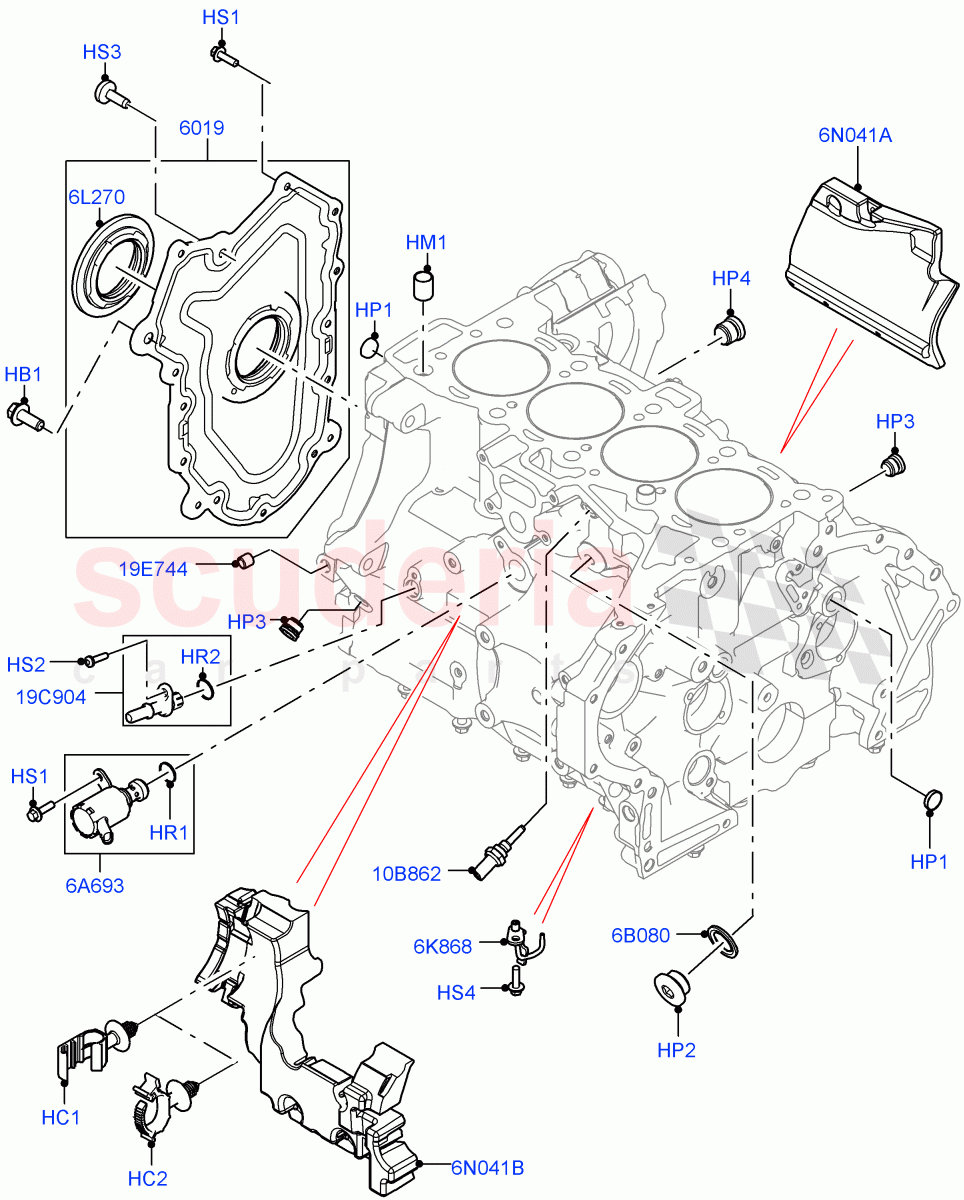 Cylinder Block And Plugs (2.0L I4 DSL MID DOHC AJ200, Halewood (UK), 2.0L I4 DSL HIGH DOHC AJ200) of Land Rover Land Rover Range Rover Evoque (2012-2018) [2.0 Turbo Diesel]