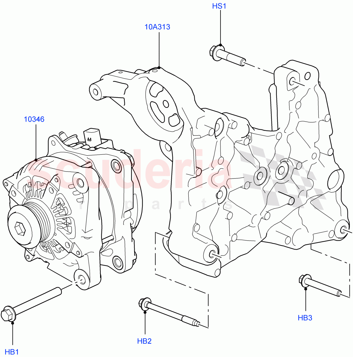 Alternator And Mountings (2.0L 16V TIVCT T/C 240PS Petrol) ((V) FROMFA000001) of Land Rover Land Rover Range Rover (2012-2021) [3.0 Diesel 24V DOHC TC]