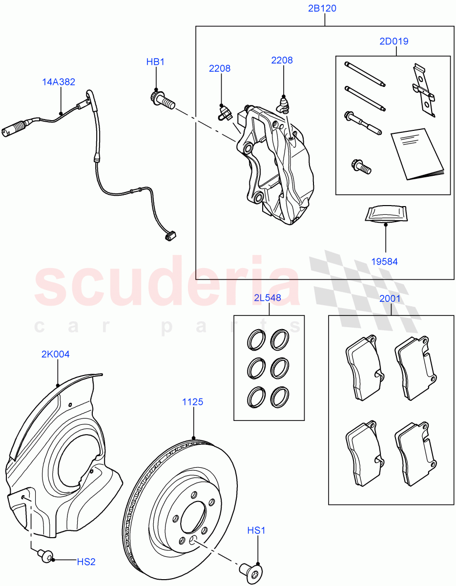 Front Brake Discs And Calipers (4.4L DOHC DITC V8 Diesel, 5.0L OHC SGDI SC V8 Petrol - AJ133) ((V) FROMAA000001) of Land Rover Land Rover Range Rover (2010-2012) [5.0 OHC SGDI SC V8 Petrol]
