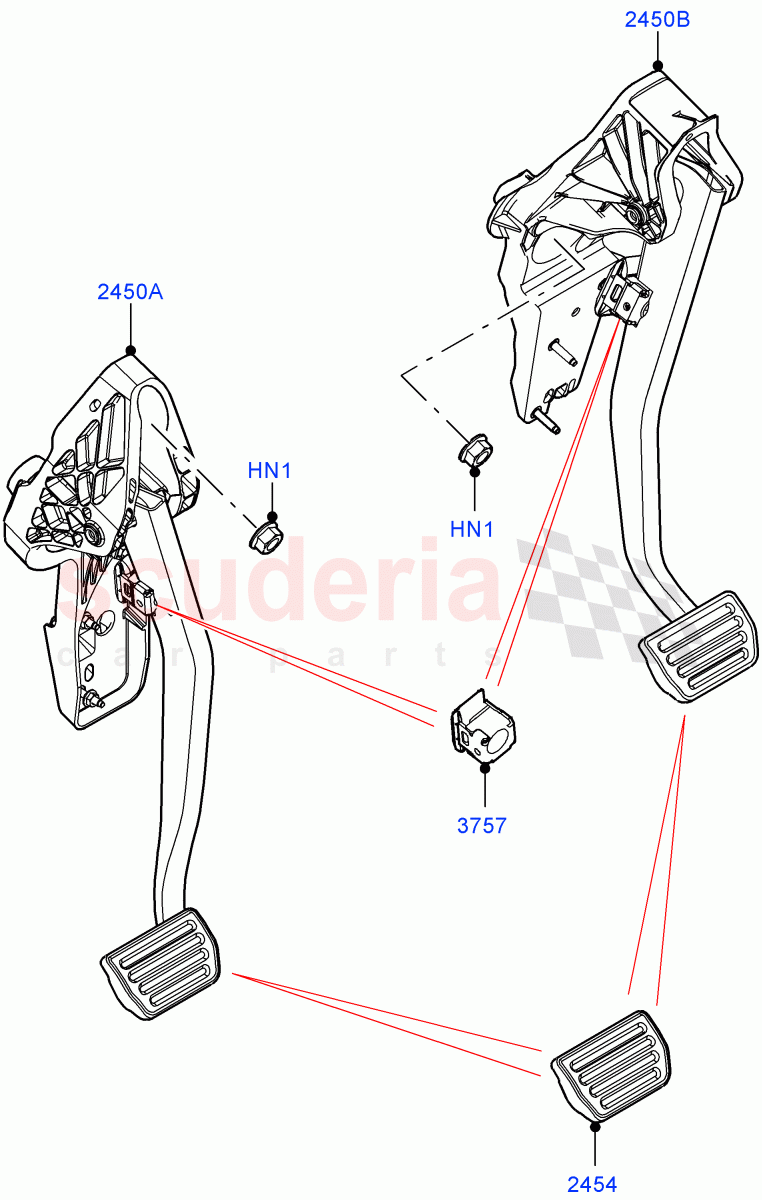 Brake And Clutch Controls (8 Speed Automatic Trans 8G30, Halewood (UK)) ((V) FROMLH000001) of Land Rover Land Rover Discovery Sport (2015+) [2.0 Turbo Diesel AJ21D4]