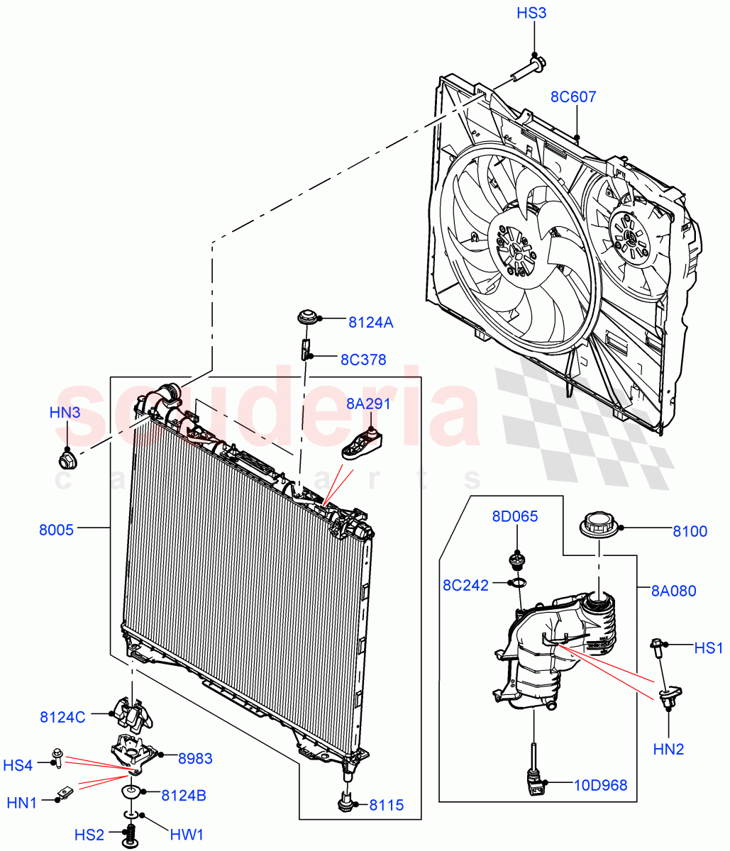 Radiator/Coolant Overflow Container (Nitra Plant Build) (2.0L I4 High DOHC AJ200 Petrol) ((V) FROMK2000001) of Land Rover Land Rover Discovery 5 (2017+) [2.0 Turbo Petrol AJ200P]