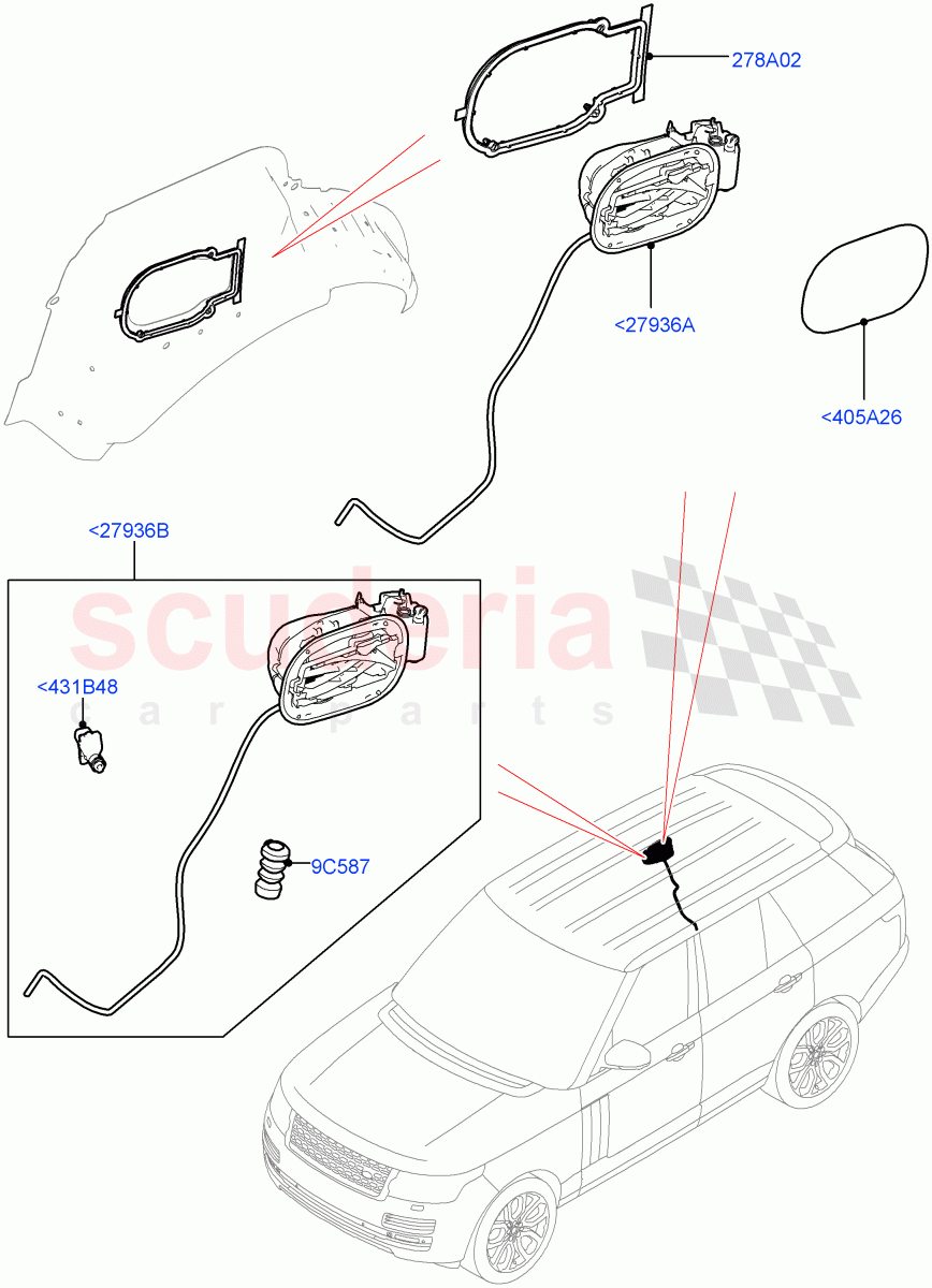 Fuel Tank Filler Door And Controls of Land Rover Land Rover Range Rover (2012-2021) [3.0 I6 Turbo Petrol AJ20P6]