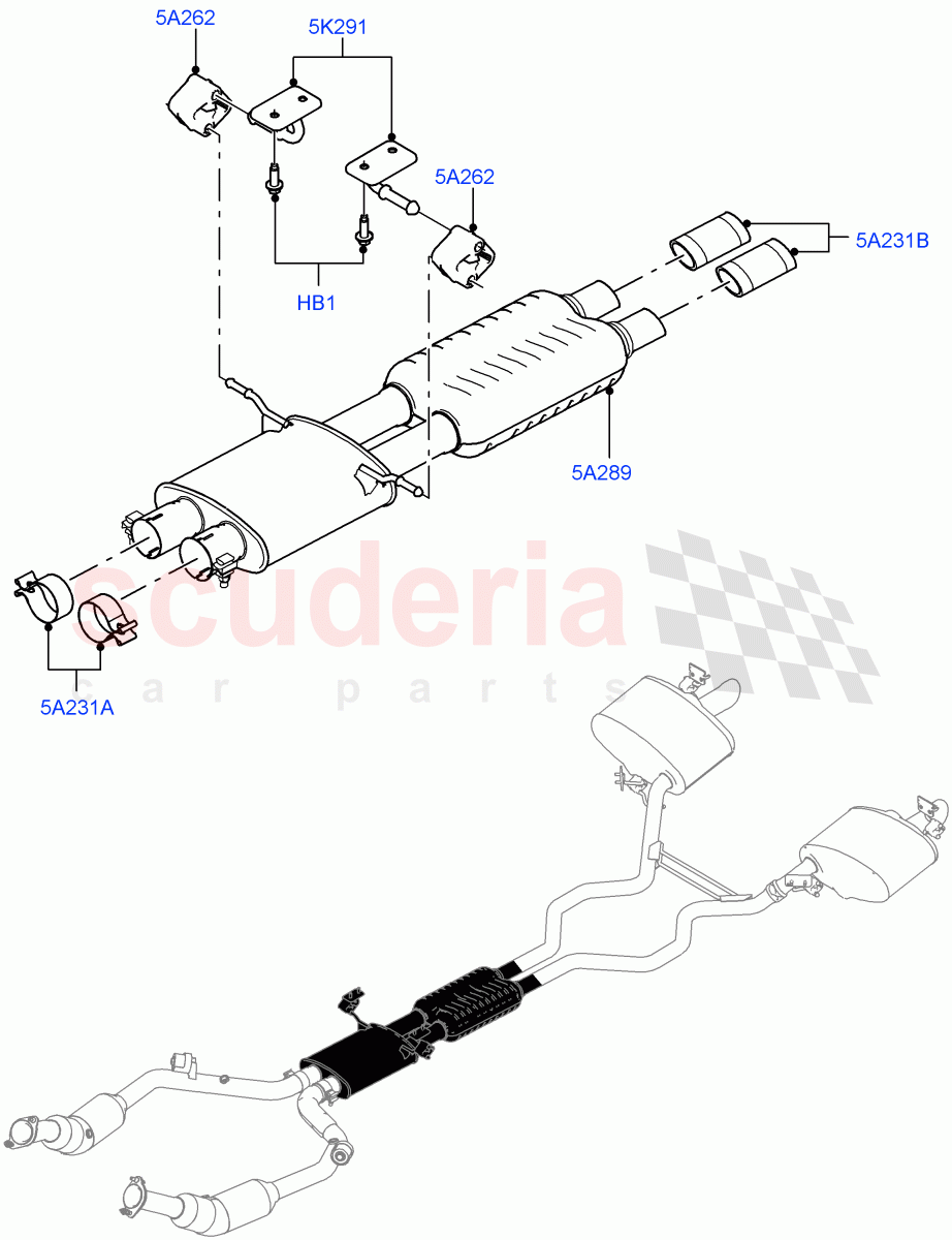 Exhaust System (Middle Section) (3.0L DOHC GDI SC V6 PETROL) ((V) FROMEA000001, (V) TOEA134600) of Land Rover Land Rover Range Rover (2012-2021) [3.0 DOHC GDI SC V6 Petrol]