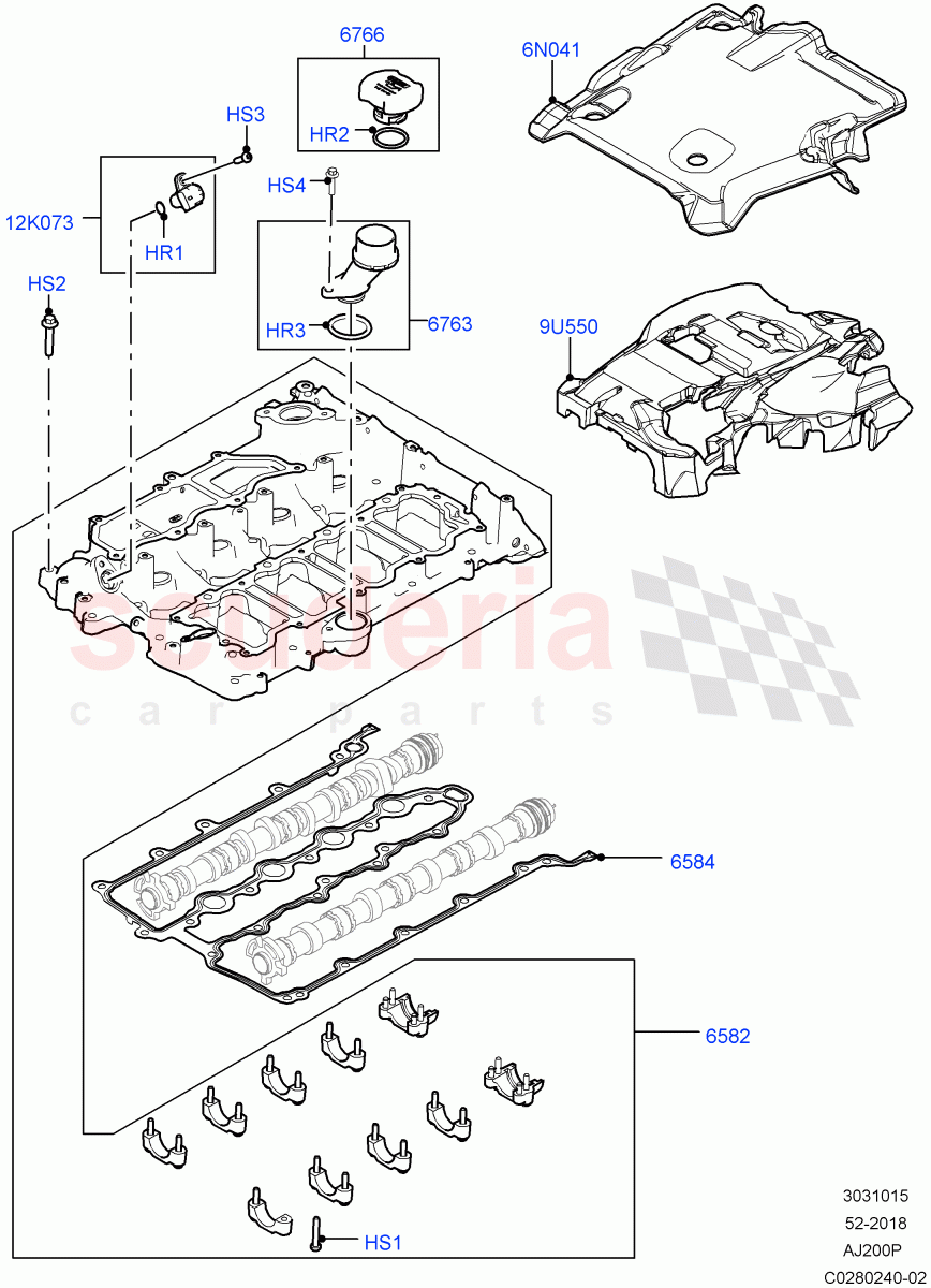 Cylinder Head Cover (Solihull Plant Build) (2.0L I4 High DOHC AJ200 Petrol, 2.0L AJ200P Hi PHEV) ((V) FROMJA000001) of Land Rover Land Rover Discovery 5 (2017+) [2.0 Turbo Petrol AJ200P]