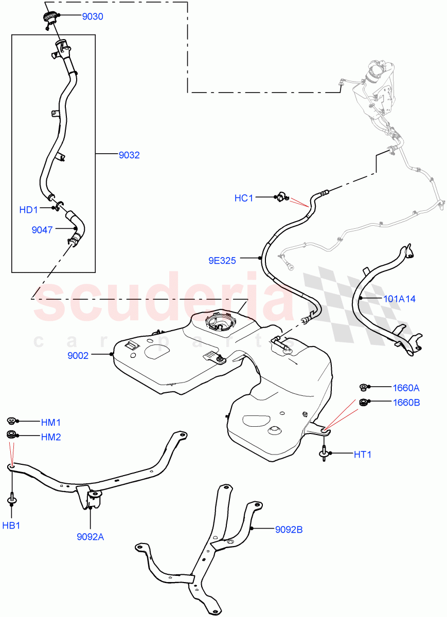 Fuel Tank & Related Parts (3.0L AJ20P6 Petrol High, Fuel Tank Filler Neck - DMTL) of Land Rover Land Rover Range Rover (2022+) [3.0 I6 Turbo Petrol AJ20P6]