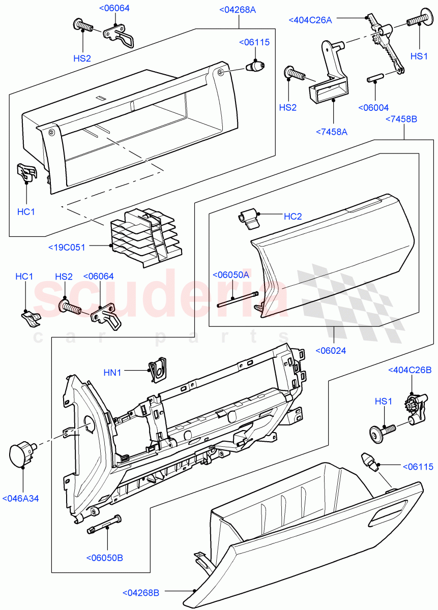 Glove Box ((V) TO9A999999) of Land Rover Land Rover Range Rover Sport (2005-2009) [4.2 Petrol V8 Supercharged]