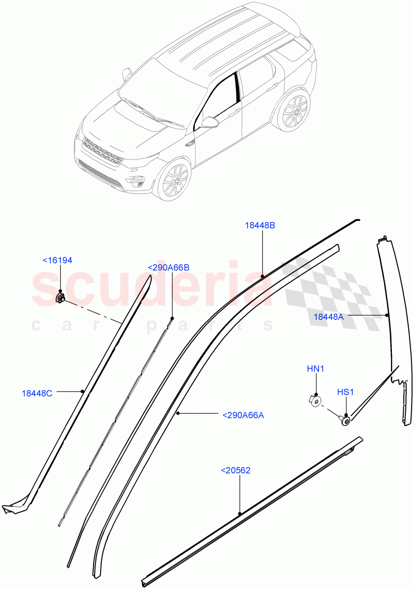 Front Doors, Hinges & Weatherstrips (Finishers) (Changsu (China)) ((V) FROMFG000001) of Land Rover Land Rover Discovery Sport (2015+) [2.0 Turbo Petrol GTDI]