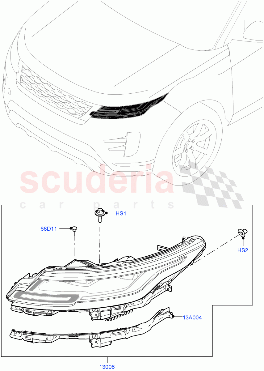Headlamps And Front Flasher Lamps (Changsu (China)) ((V) FROMKG006088) of Land Rover Land Rover Range Rover Evoque (2019+) [2.0 Turbo Diesel AJ21D4]