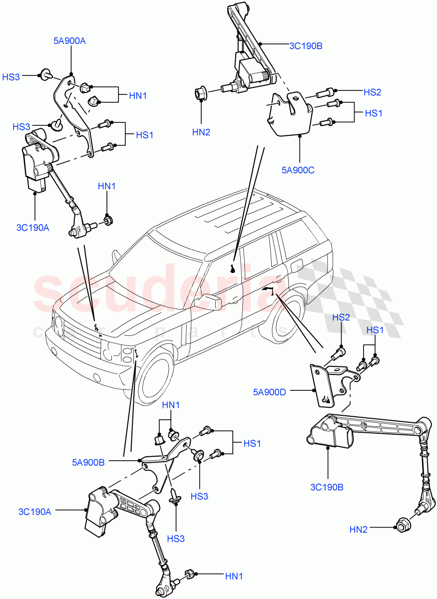 Air Suspension Controls/Electrics ((V) FROMAA000001) of Land Rover Land Rover Range Rover (2010-2012) [5.0 OHC SGDI NA V8 Petrol]