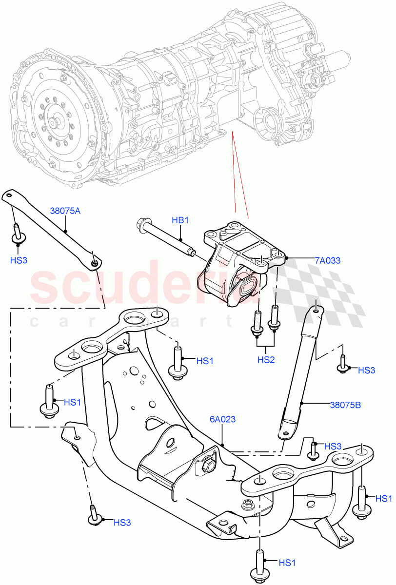 Transmission Mounting (Nitra Plant Build) (3.0 V6 Diesel) ((V) FROMK2000001) of Land Rover Land Rover Discovery 5 (2017+) [3.0 I6 Turbo Petrol AJ20P6]