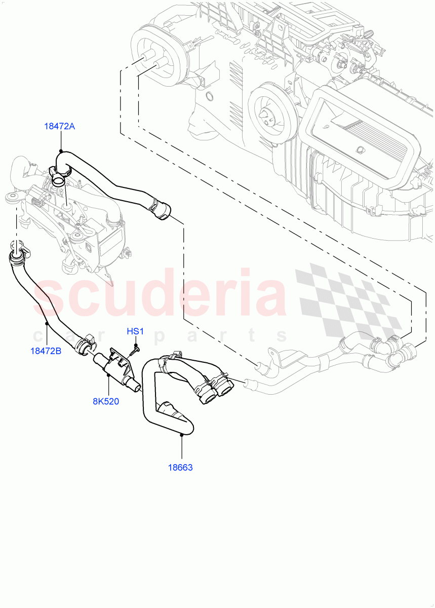 Heater Hoses (Front) (4.4L DOHC DITC V8 Diesel, With Fuel Fired Heater) ((V) TOHA999999) of Land Rover Land Rover Range Rover (2012-2021) [5.0 OHC SGDI SC V8 Petrol]