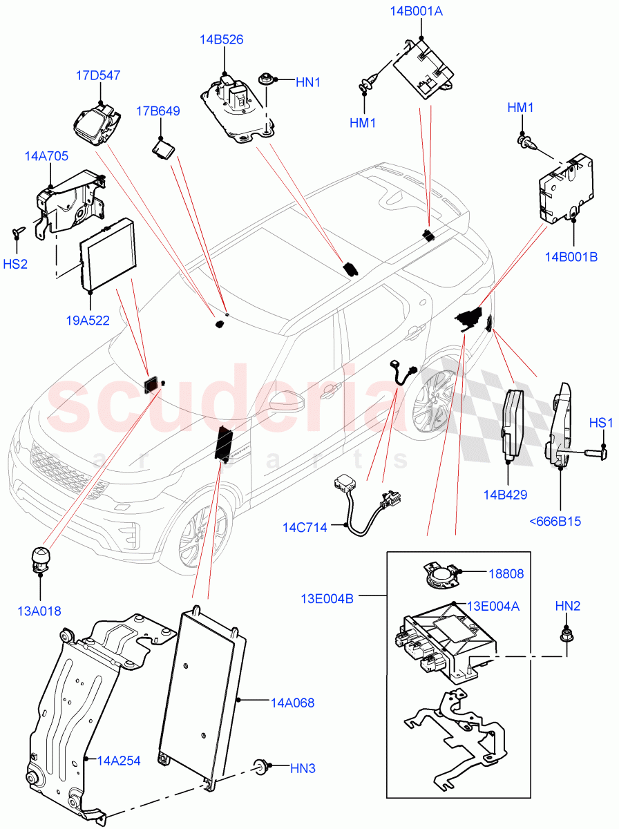 Vehicle Modules And Sensors (Solihull Plant Build) ((V) FROMHA000001) of Land Rover Land Rover Discovery 5 (2017+) [3.0 DOHC GDI SC V6 Petrol]