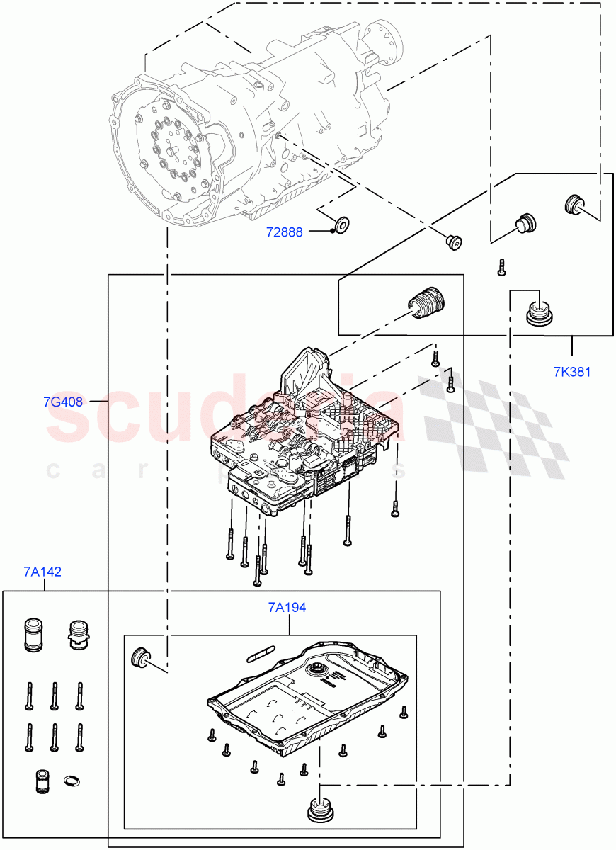 Valve Body - Main Control & Servo's (3.0L AJ20P6 Petrol High, 8 Speed Auto Trans ZF 8HP76, 4.4L DOHC DITC V8 Diesel, 3.0L AJ20D6 Diesel High) ((V) FROMKA000001) of Land Rover Land Rover Range Rover Velar (2017+) [3.0 I6 Turbo Petrol AJ20P6]