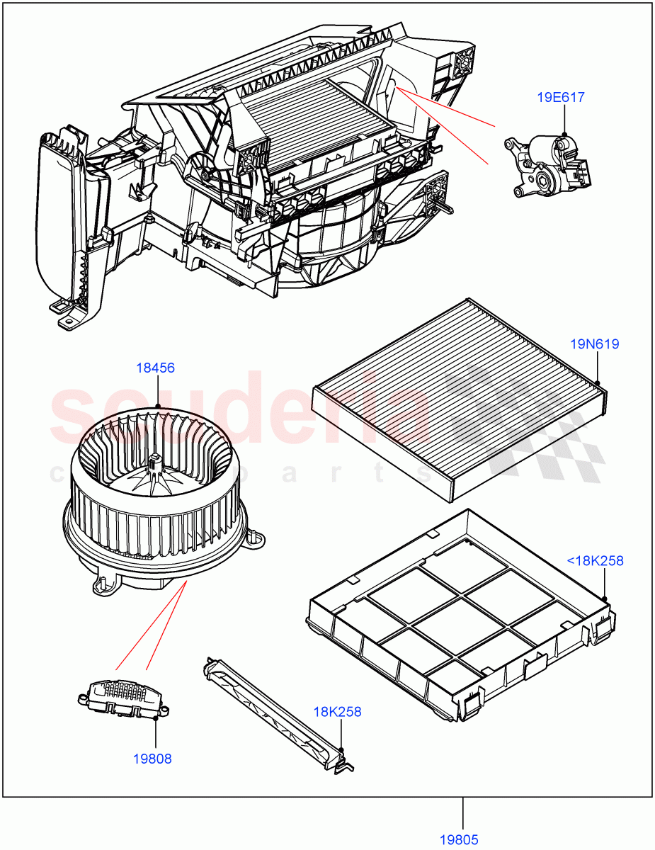 Heater/Air Cond.Internal Components (Auxiliary Heater) ((V) FROMMA000001) of Land Rover Land Rover Range Rover Velar (2017+) [2.0 Turbo Diesel AJ21D4]