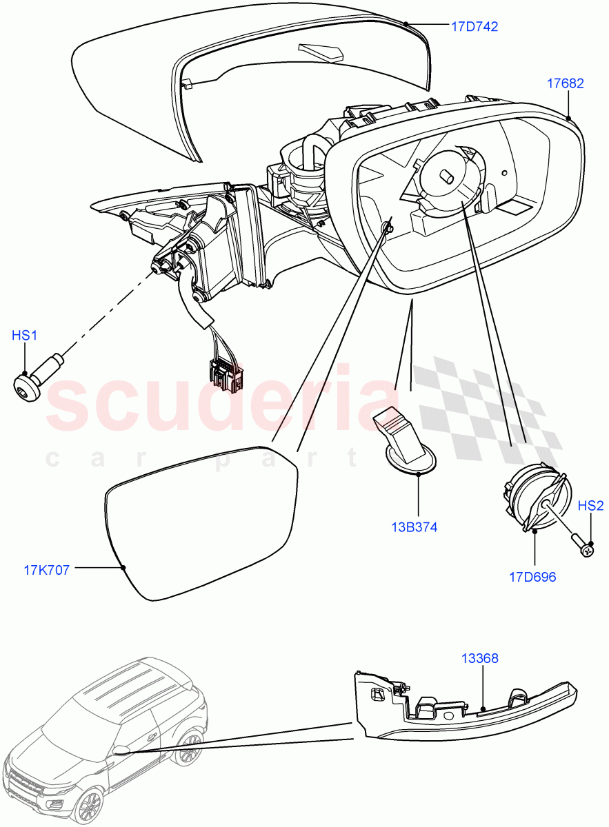 Exterior Rear View Mirror (5 Door, Itatiaia (Brazil)) ((V) FROMGT000001) of Land Rover Land Rover Range Rover Evoque (2012-2018) [2.0 Turbo Diesel]