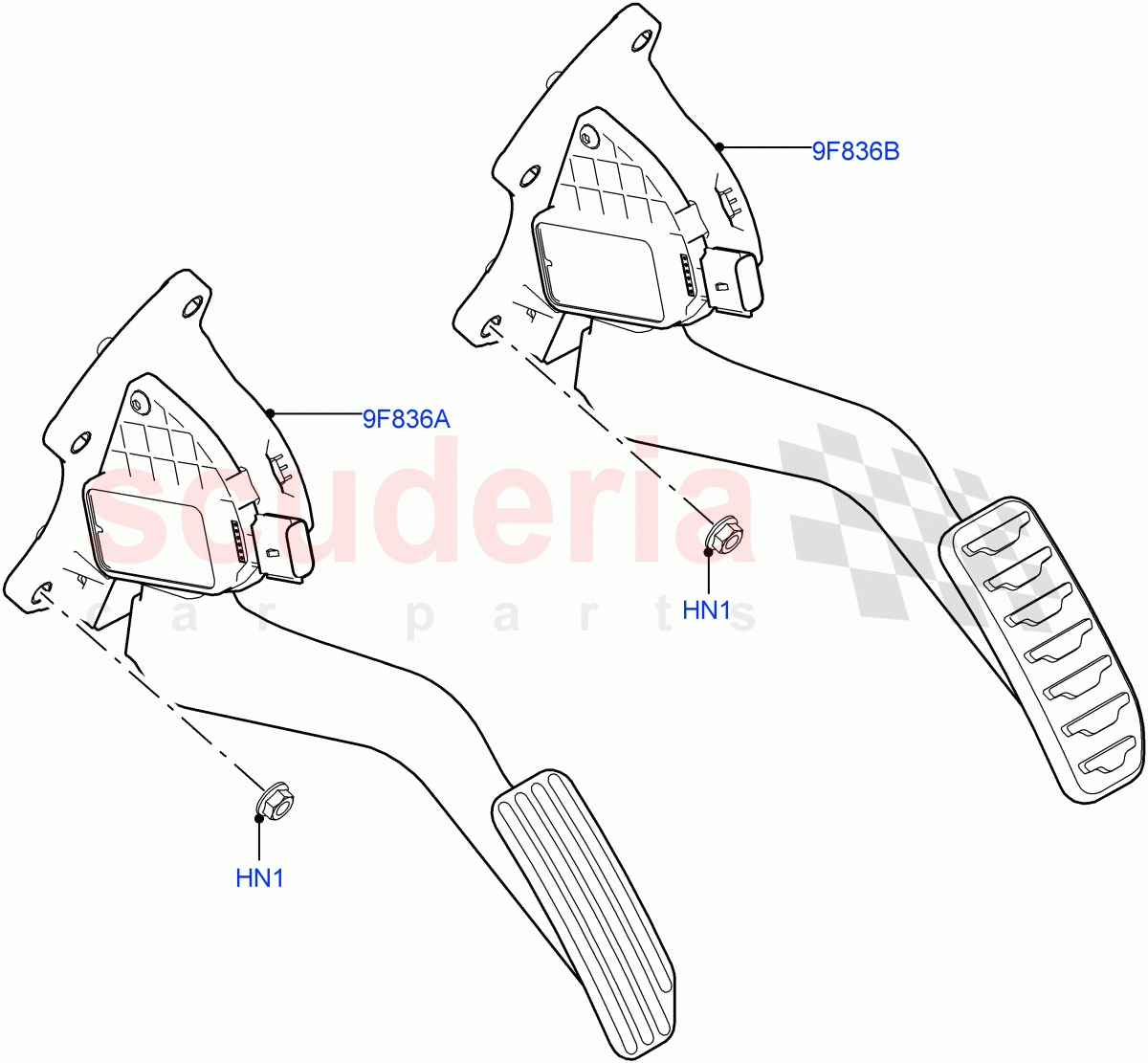Accelerator/Injection Pump Controls (2.0L 16V TIVCT T/C 240PS Petrol, Halewood (UK), 2.0L 16V TIVCT T/C Gen2 Petrol) of Land Rover Land Rover Discovery Sport (2015+) [2.0 Turbo Petrol GTDI]