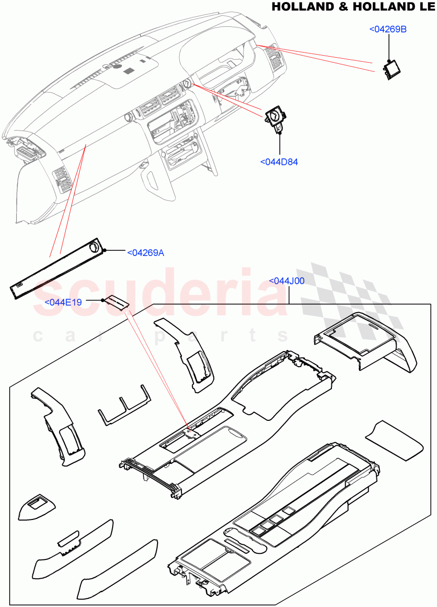Instrument Panel (External, Holland & Holland LE) (Console Deployable Tables) ((V) FROMFA000001) of Land Rover Land Rover Range Rover (2012-2021) [5.0 OHC SGDI NA V8 Petrol]
