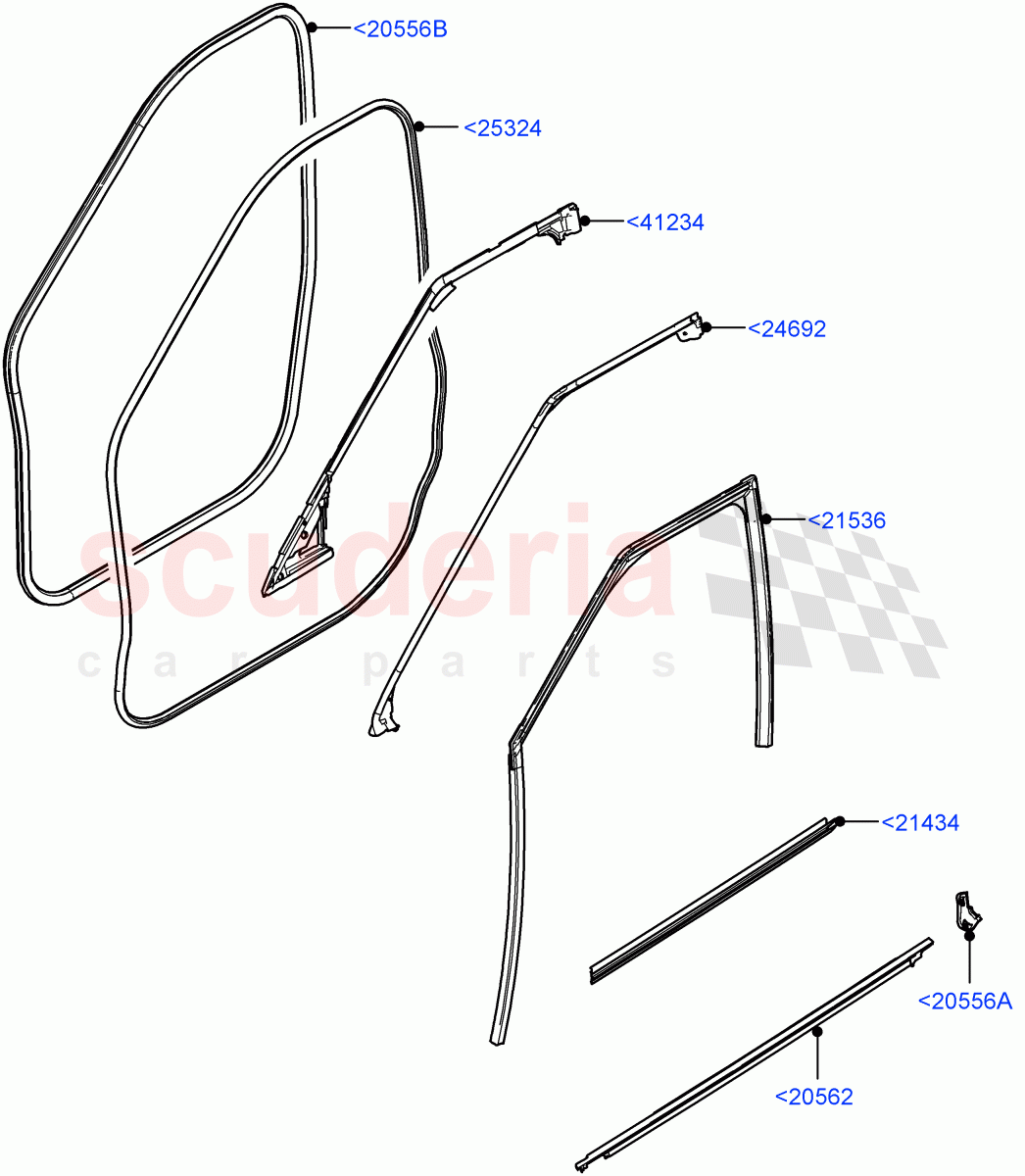 Front Doors, Hinges & Weatherstrips (Weatherstrips And Seals) (Halewood (UK)) of Land Rover Land Rover Range Rover Evoque (2019+) [1.5 I3 Turbo Petrol AJ20P3]