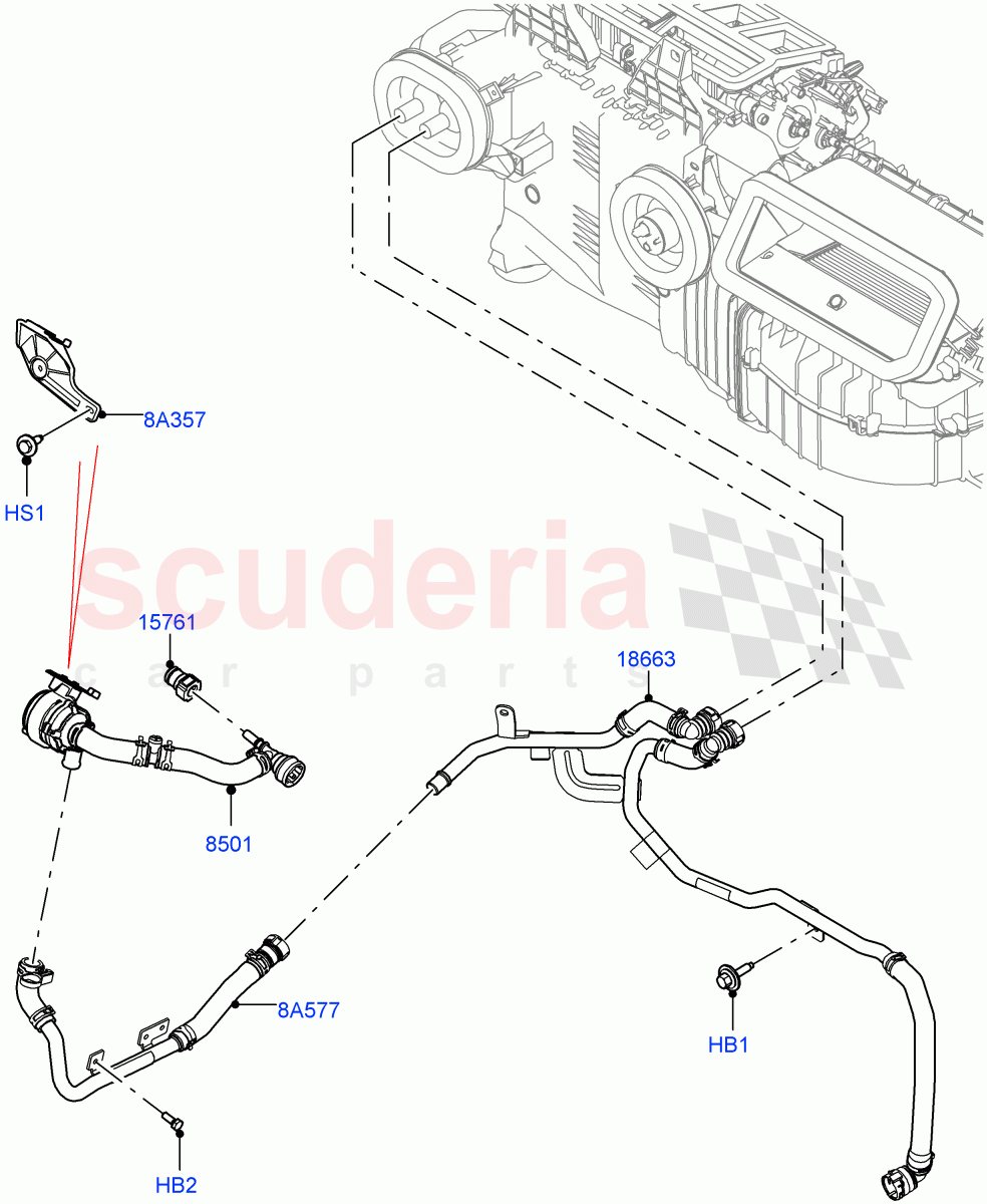 Heater Hoses (Front) (3.0L AJ20D6 Diesel High, Less Heater, With Air Conditioning - Front/Rear, With Ptc Heater, With Front Comfort Air Con (IHKA)) ((V) FROMLA000001) of Land Rover Land Rover Range Rover (2012-2021) [4.4 DOHC Diesel V8 DITC]