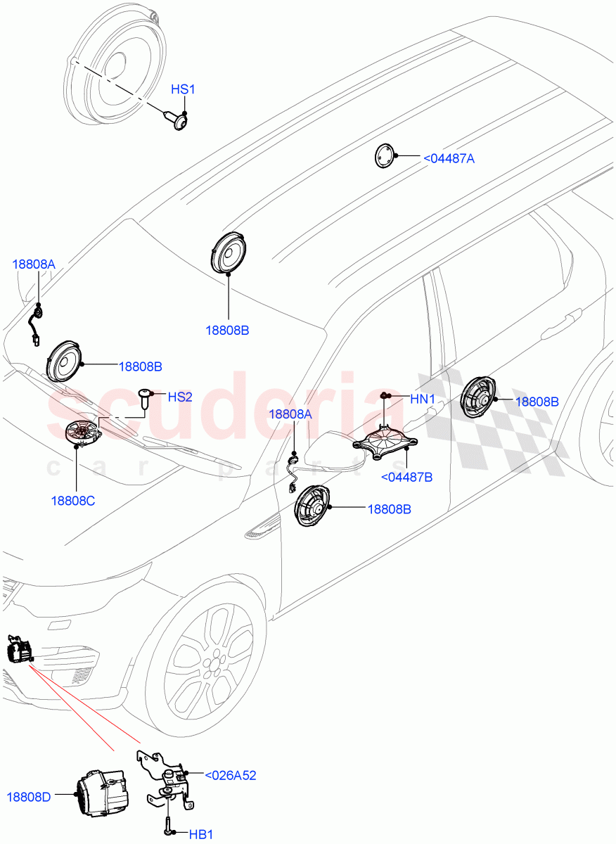 Speakers (Changsu (China), Standard Audio (Base)) of Land Rover Land Rover Discovery Sport (2015+) [1.5 I3 Turbo Petrol AJ20P3]