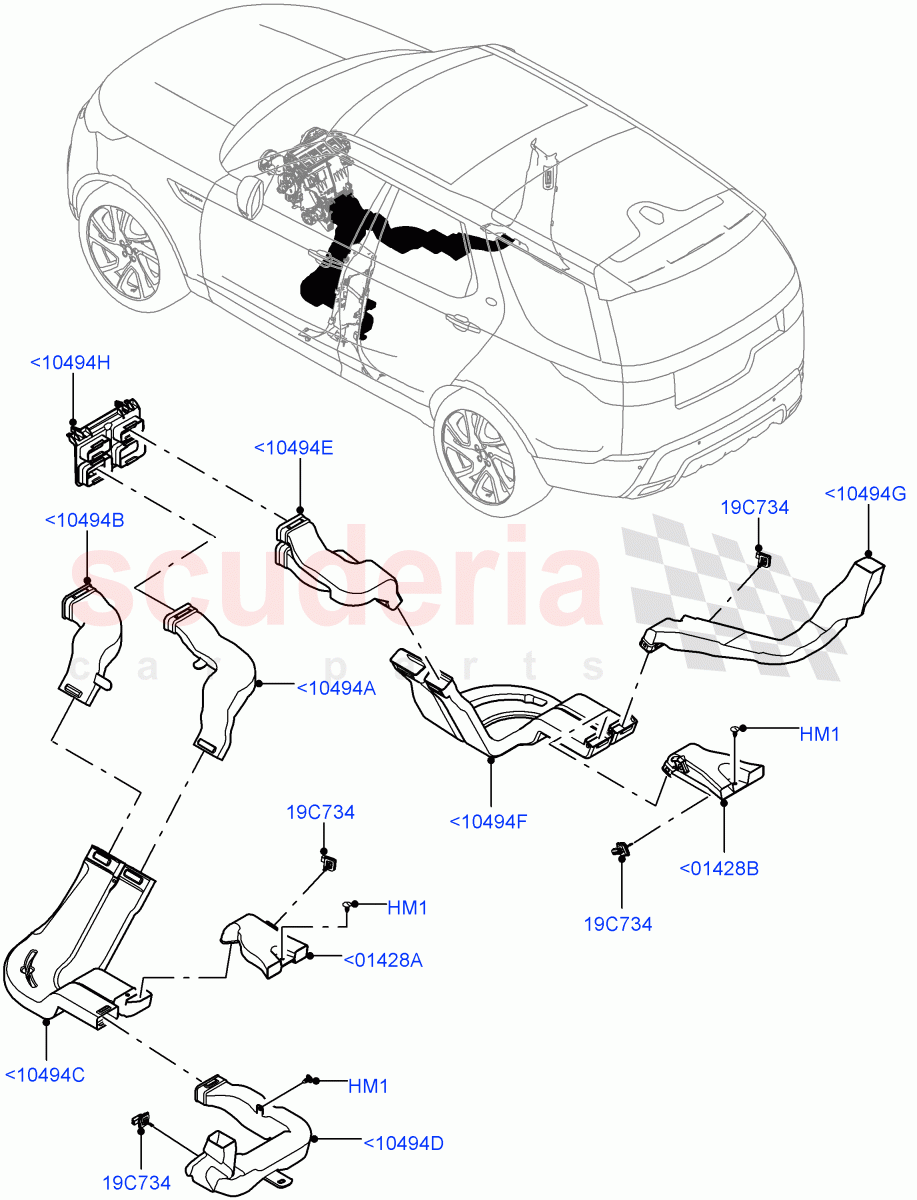 Air Vents, Louvres And Ducts (Internal Components, Floor, Nitra Plant Build) ((V) FROMK2000001, (V) TOL2999999) of Land Rover Land Rover Discovery 5 (2017+) [3.0 Diesel 24V DOHC TC]