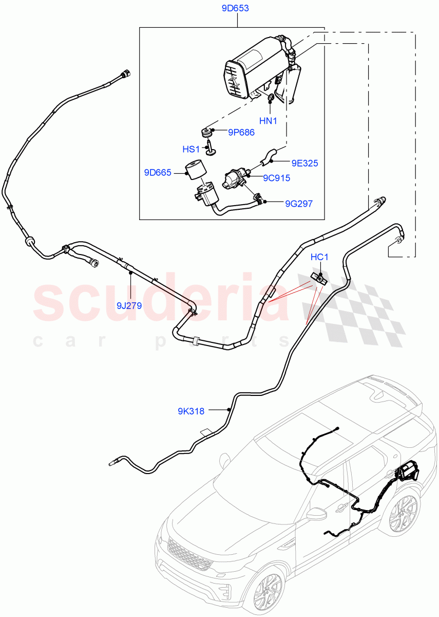 Fuel Lines (Rear, Nitra Plant Build) (3.0L DOHC GDI SC V6 PETROL, Petrol Tank With Leak Detection, Pet Tank With Leak Det - Lrg Filter) ((V) FROMK2000001) of Land Rover Land Rover Discovery 5 (2017+) [3.0 DOHC GDI SC V6 Petrol]