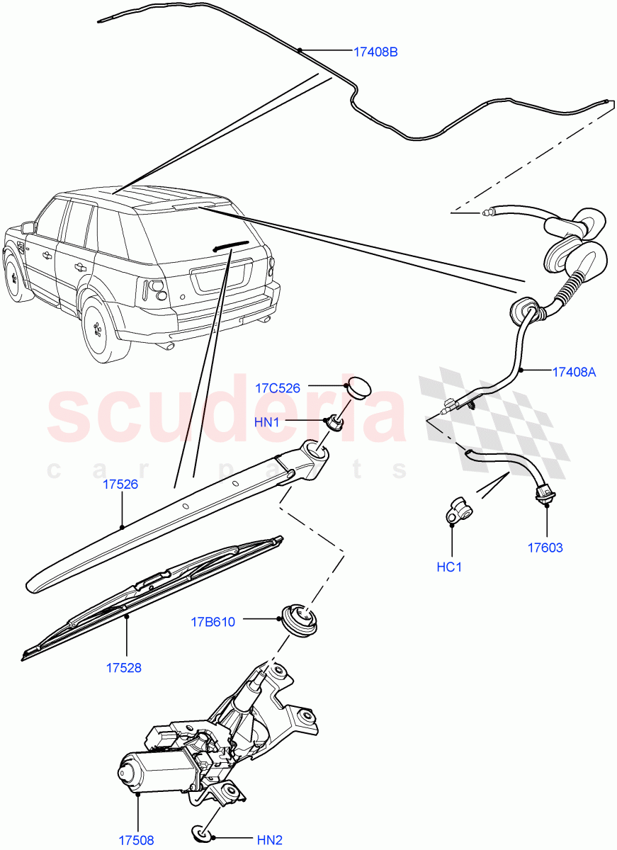 Rear Window Wiper And Washer ((V) FROMAA000001) of Land Rover Land Rover Range Rover Sport (2010-2013) [5.0 OHC SGDI SC V8 Petrol]