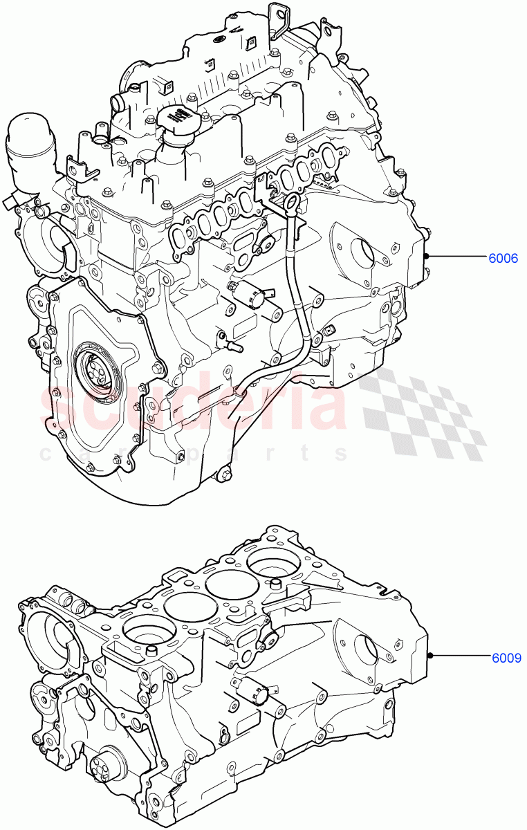 Service Engine And Short Block (Solihull Plant Build) (2.0L I4 DSL HIGH DOHC AJ200, 2.0L I4 DSL MID DOHC AJ200) ((V) FROMHA000001) of Land Rover Land Rover Range Rover Velar (2017+) [2.0 Turbo Diesel]