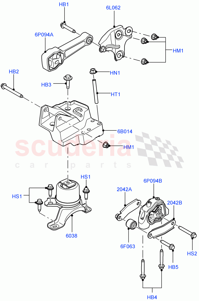 Engine Mounting (2.0L 16V TIVCT T/C 240PS Petrol, Changsu (China)) ((V) FROMEG000001) of Land Rover Land Rover Range Rover Evoque (2012-2018) [2.0 Turbo Diesel]