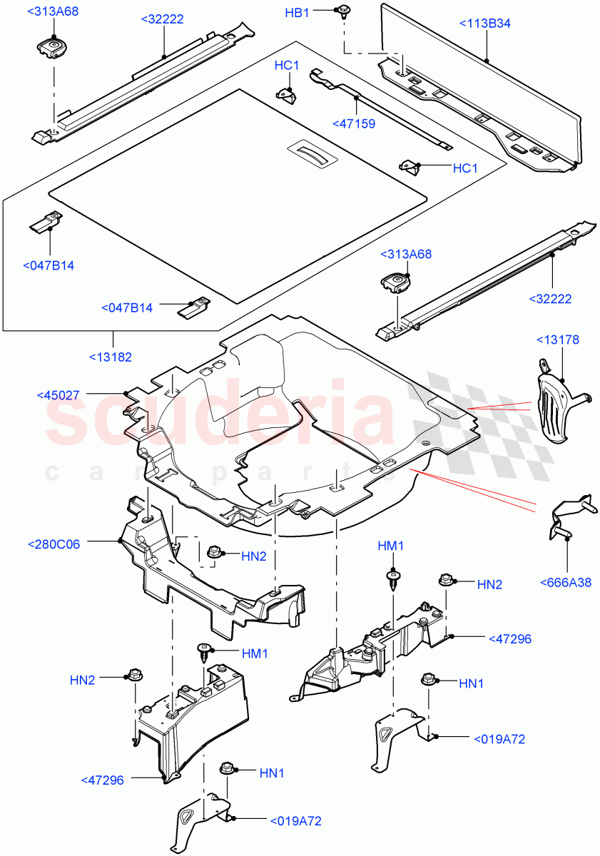 Load Compartment Trim (Floor) (For Unleaded Fuel, With Diesel Fuel Capability, Diesel/Electric - Hybrid, Flex Fuel - E100) of Land Rover Land Rover Range Rover (2012-2021) [5.0 OHC SGDI SC V8 Petrol]