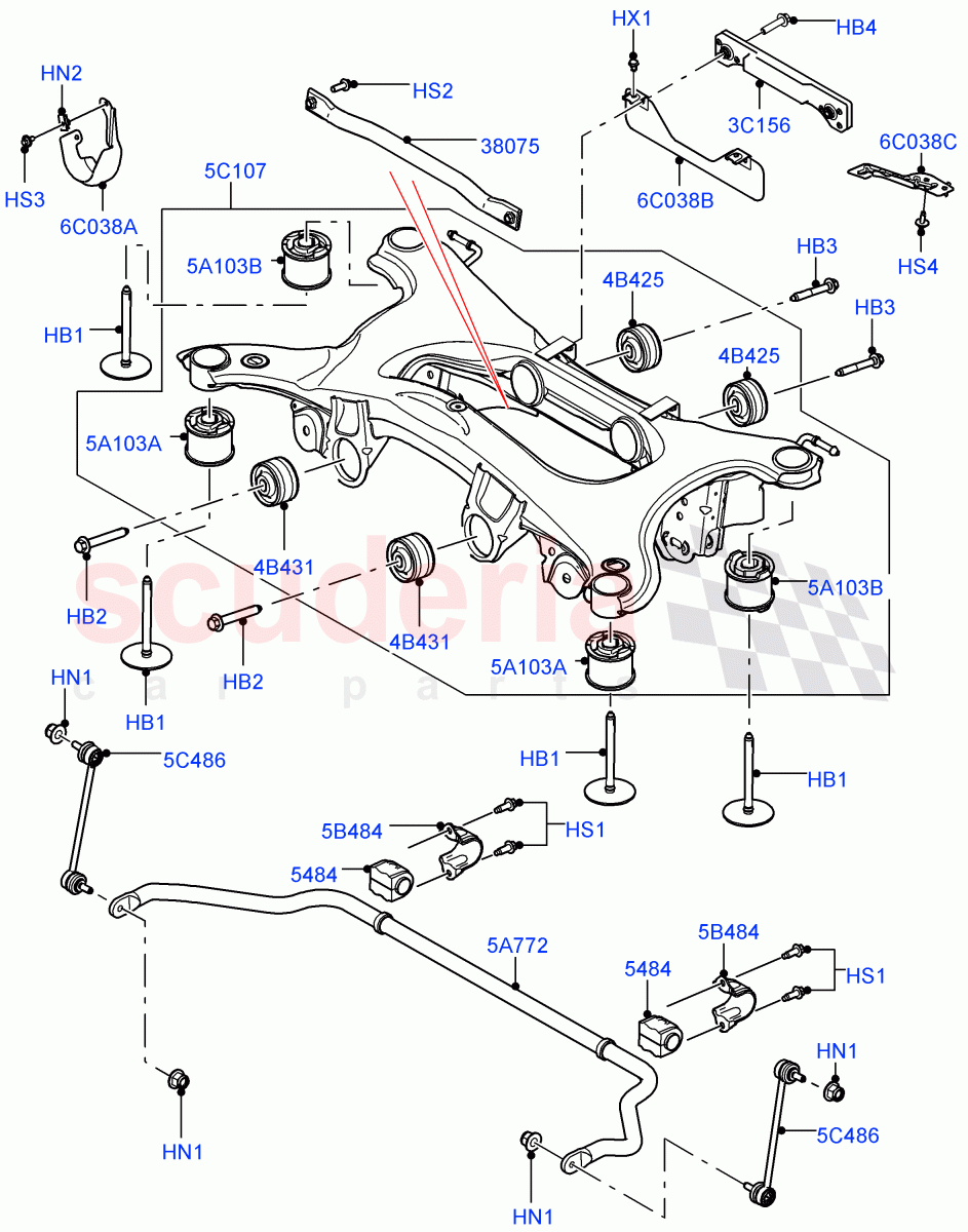 Rear Cross Member & Stabilizer Bar (Halewood (UK)) of Land Rover Land Rover Range Rover Evoque (2012-2018) [2.0 Turbo Diesel]