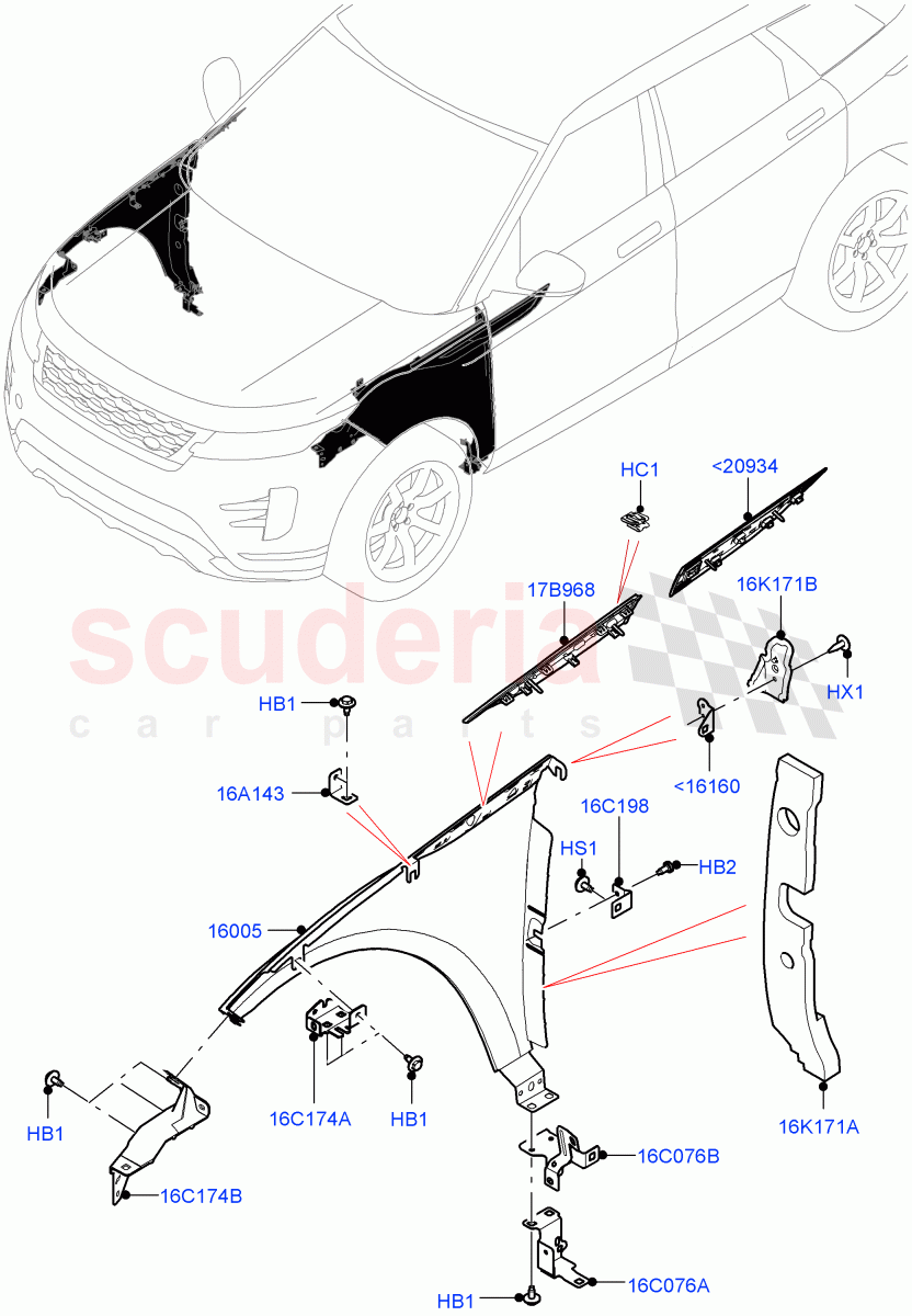 Dash Panel And Front Fenders (Changsu (China)) of Land Rover Land Rover Range Rover Evoque (2019+) [2.0 Turbo Diesel AJ21D4]