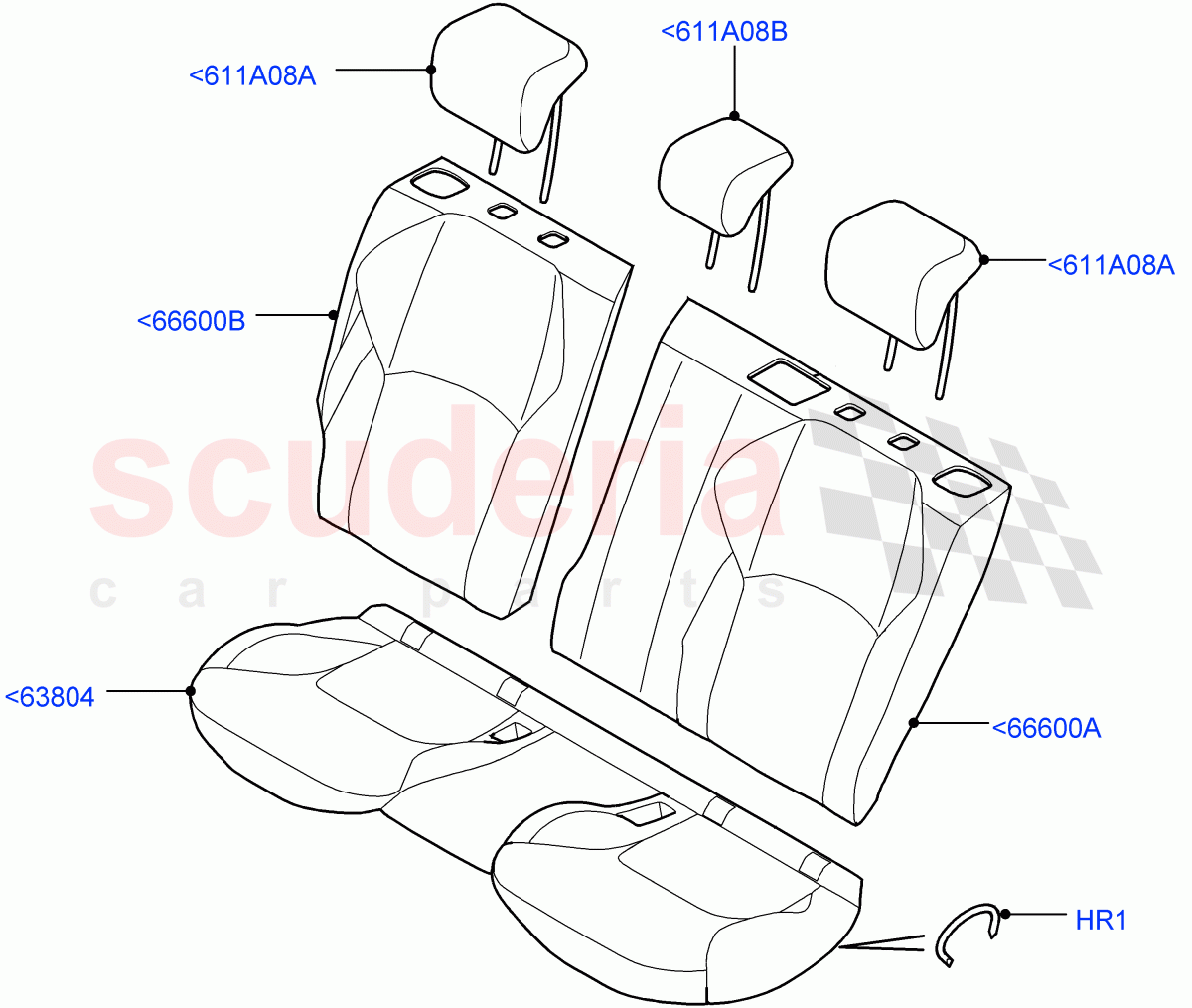 Rear Seat Covers (Grained Cloth, Itatiaia (Brazil)) ((V) FROMGT000001) of Land Rover Land Rover Range Rover Evoque (2012-2018) [2.0 Turbo Petrol AJ200P]