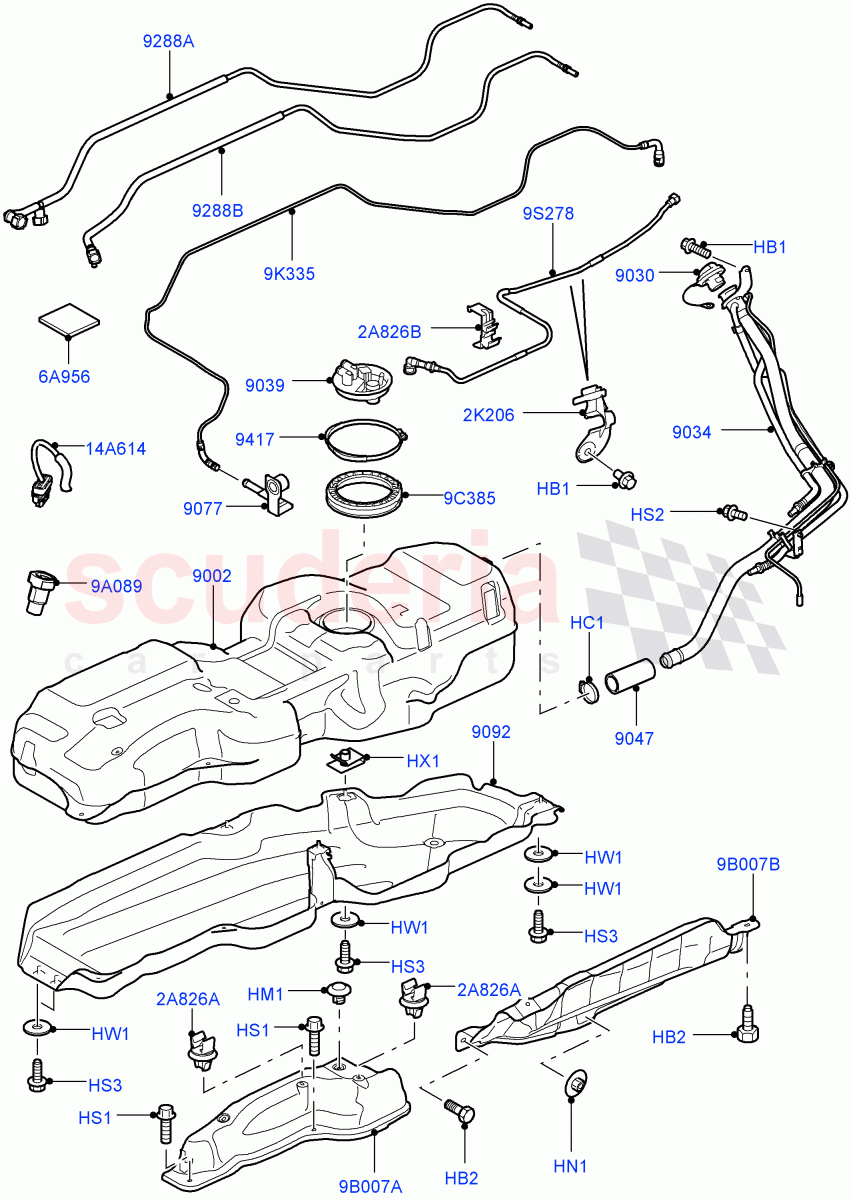 Fuel Tank & Related Parts (Vehicles Fitted With 10MY Fuel Tank, With 2 Vent Pipes, This Section Refers To TSB LTB00280) (3.6L V8 32V DOHC EFi Diesel Lion) of Land Rover Land Rover Range Rover Sport (2010-2013) [3.6 V8 32V DOHC EFI Diesel]