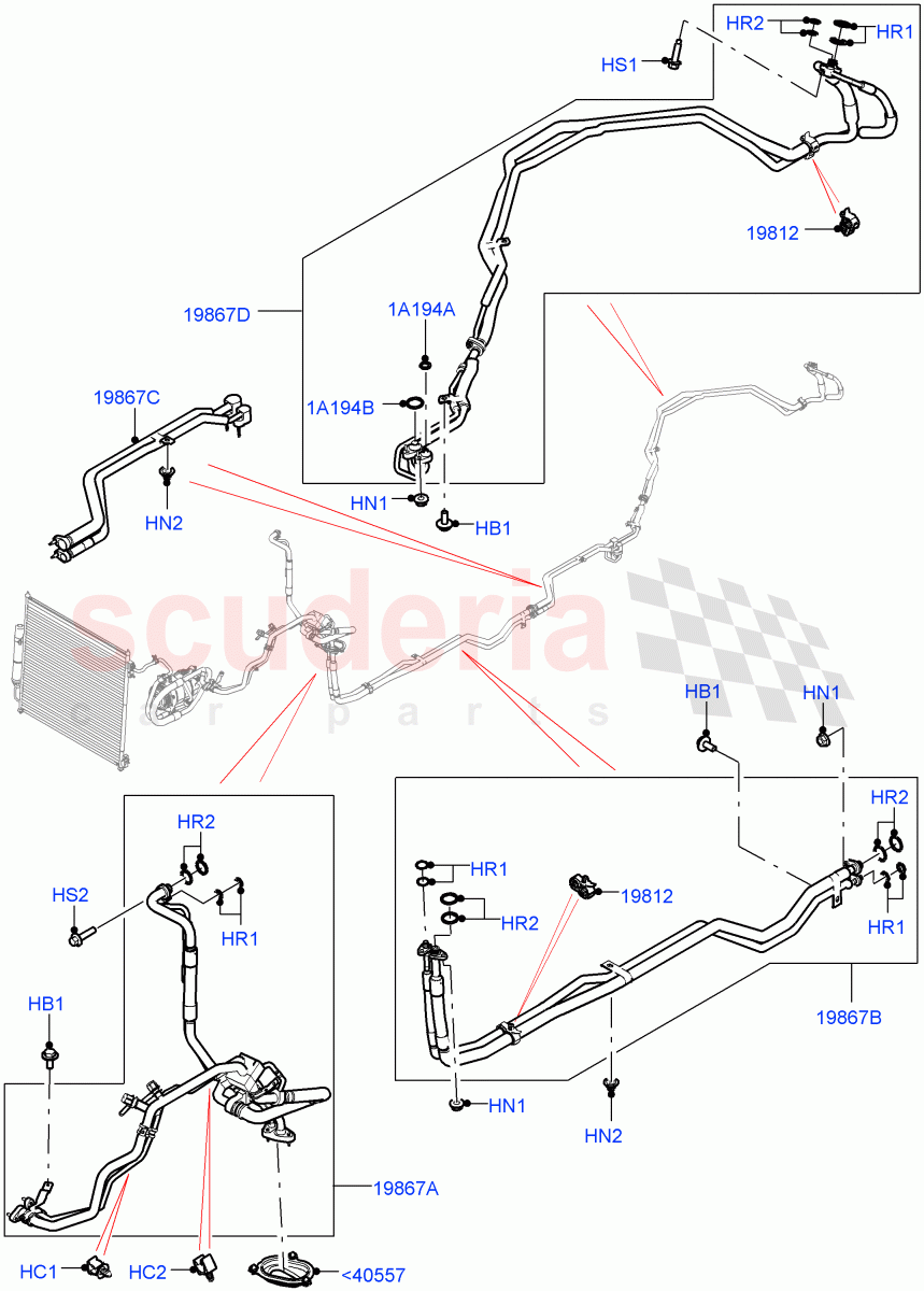 Air Conditioning Condensr/Compressr (Premium Air Conditioning-Front/Rear, Electric Engine Battery-MHEV) ((V) FROMKA000001) of Land Rover Land Rover Range Rover Sport (2014+) [5.0 OHC SGDI SC V8 Petrol]