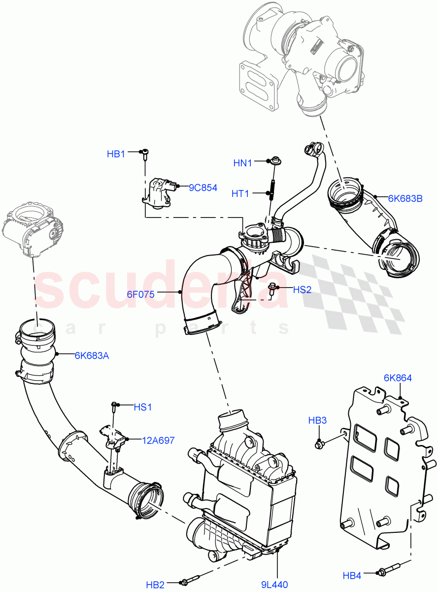 Intercooler/Air Ducts And Hoses (2.0L AJ20P4 Petrol Mid PTA, Changsu (China)) ((V) FROMMG575835) of Land Rover Land Rover Range Rover Evoque (2019+) [2.0 Turbo Petrol AJ200P]